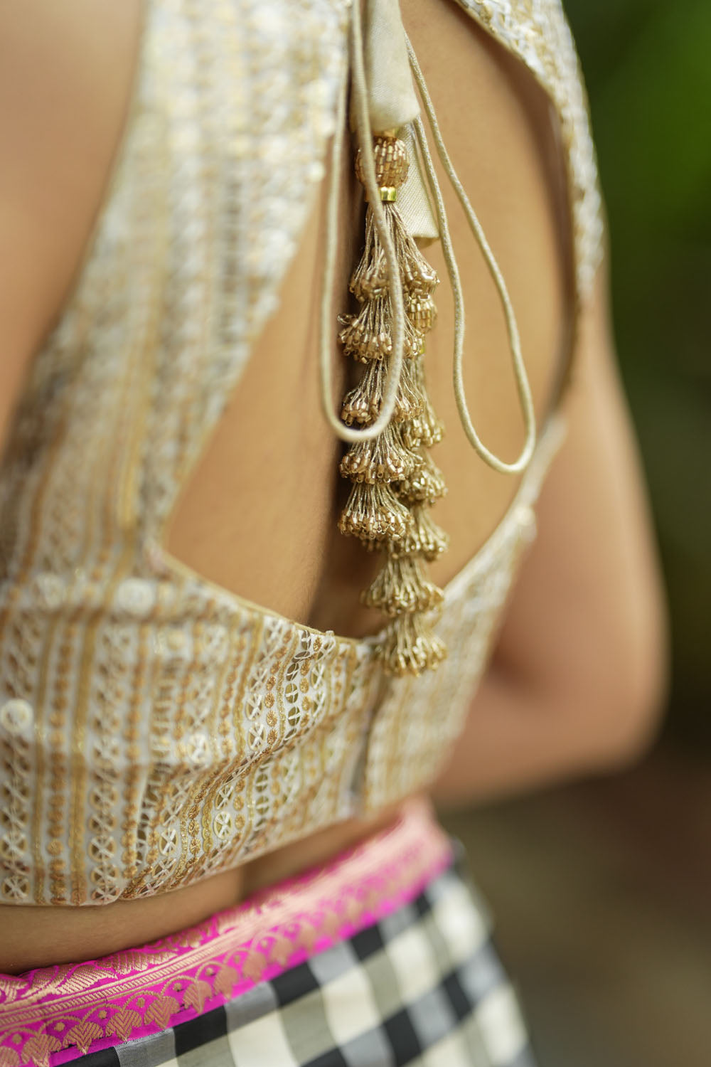 Pastel coloured sequins halter neck blouse