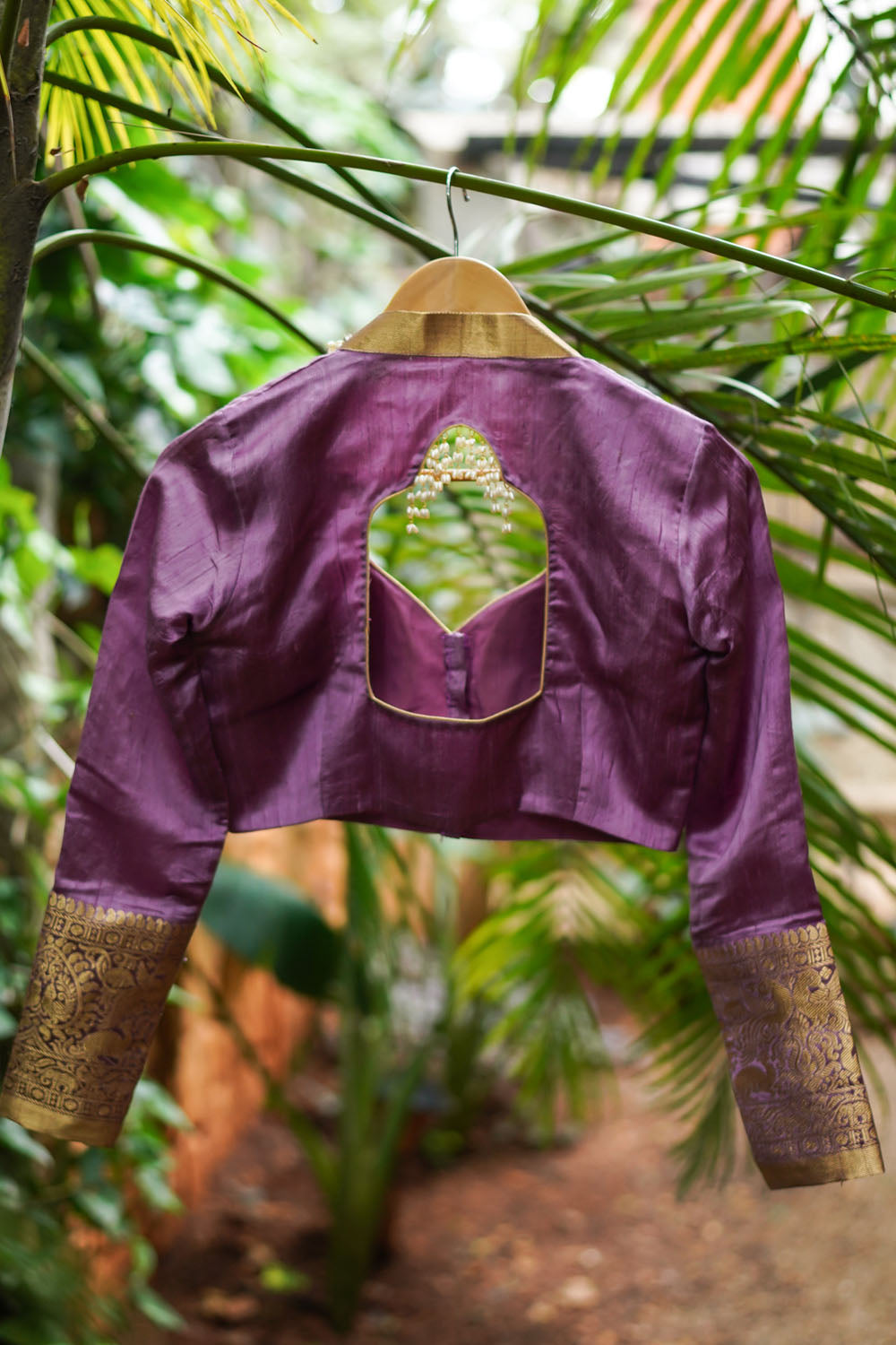 Dusty Mauve Raw Silk Blouse with Collar neck with Guttapasulu detailing Mix and Match Blouse for saree, Made to Order