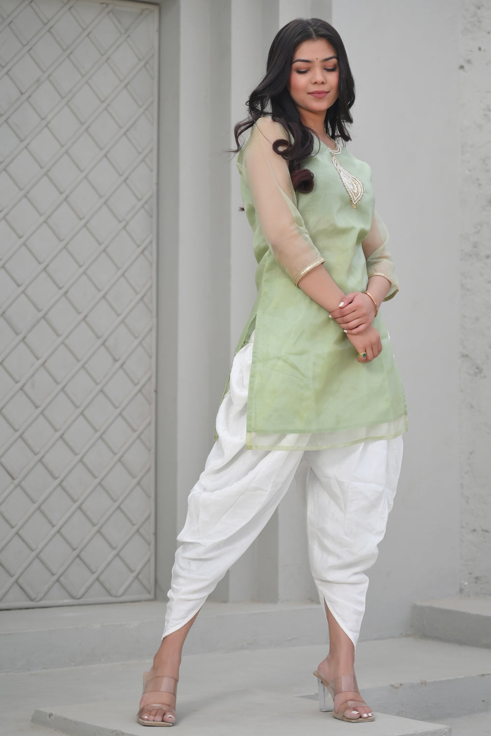 Hansika Organza Short Kurti and Dhoti Pants 2 PIece Set | Made To Order