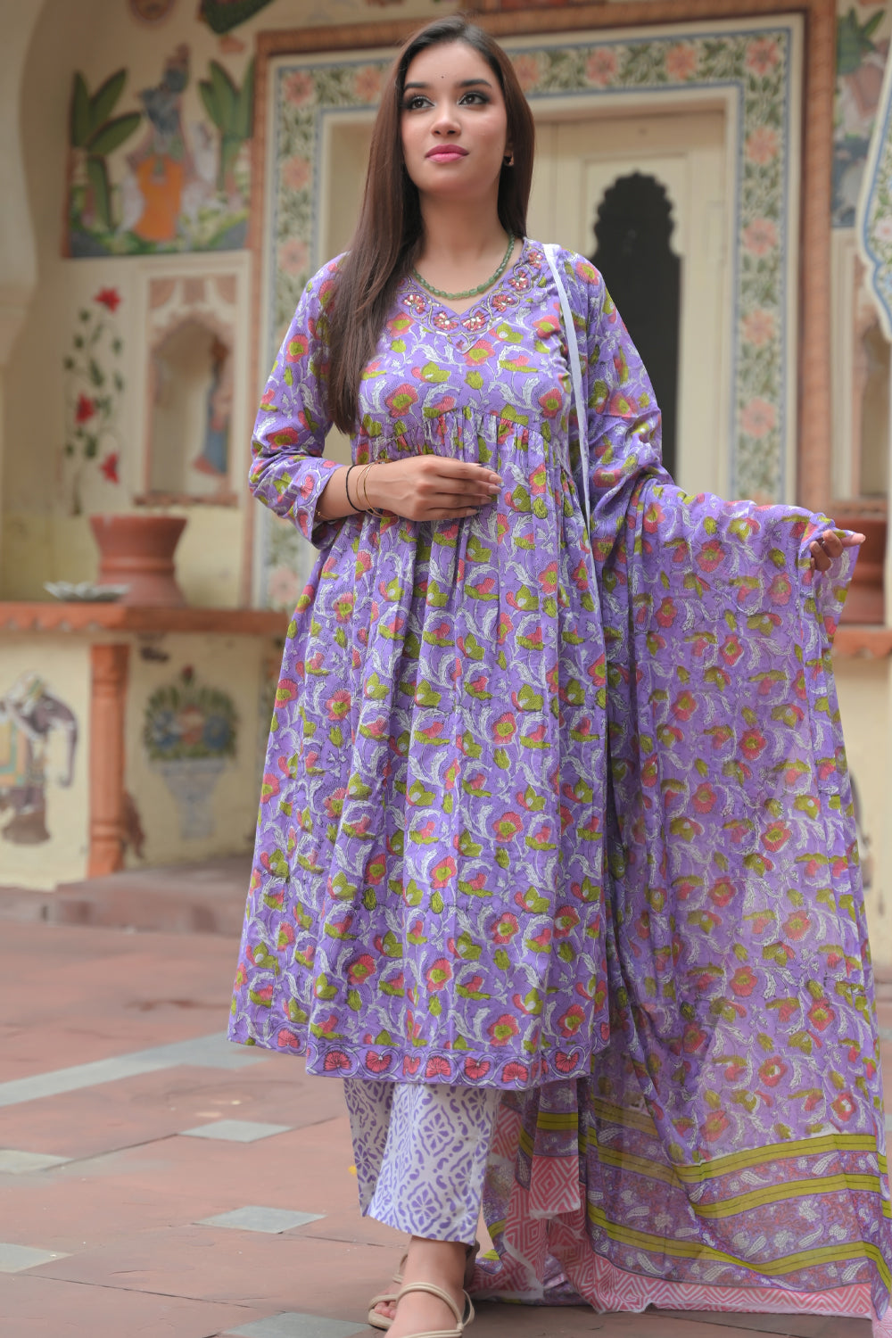 Zoya Lilac 3 Piece Suit with mulmul Dupatta| Made To Order