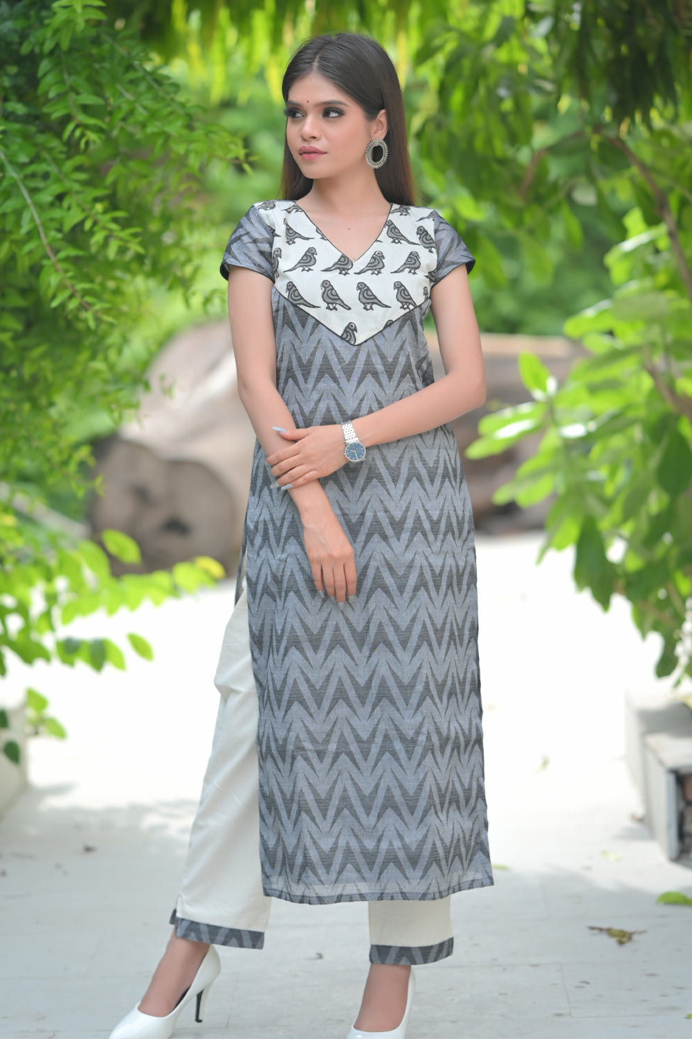 Pakshi : Pure Cotton 2 piece Kurti with Ankle Length Pants | Made To Order