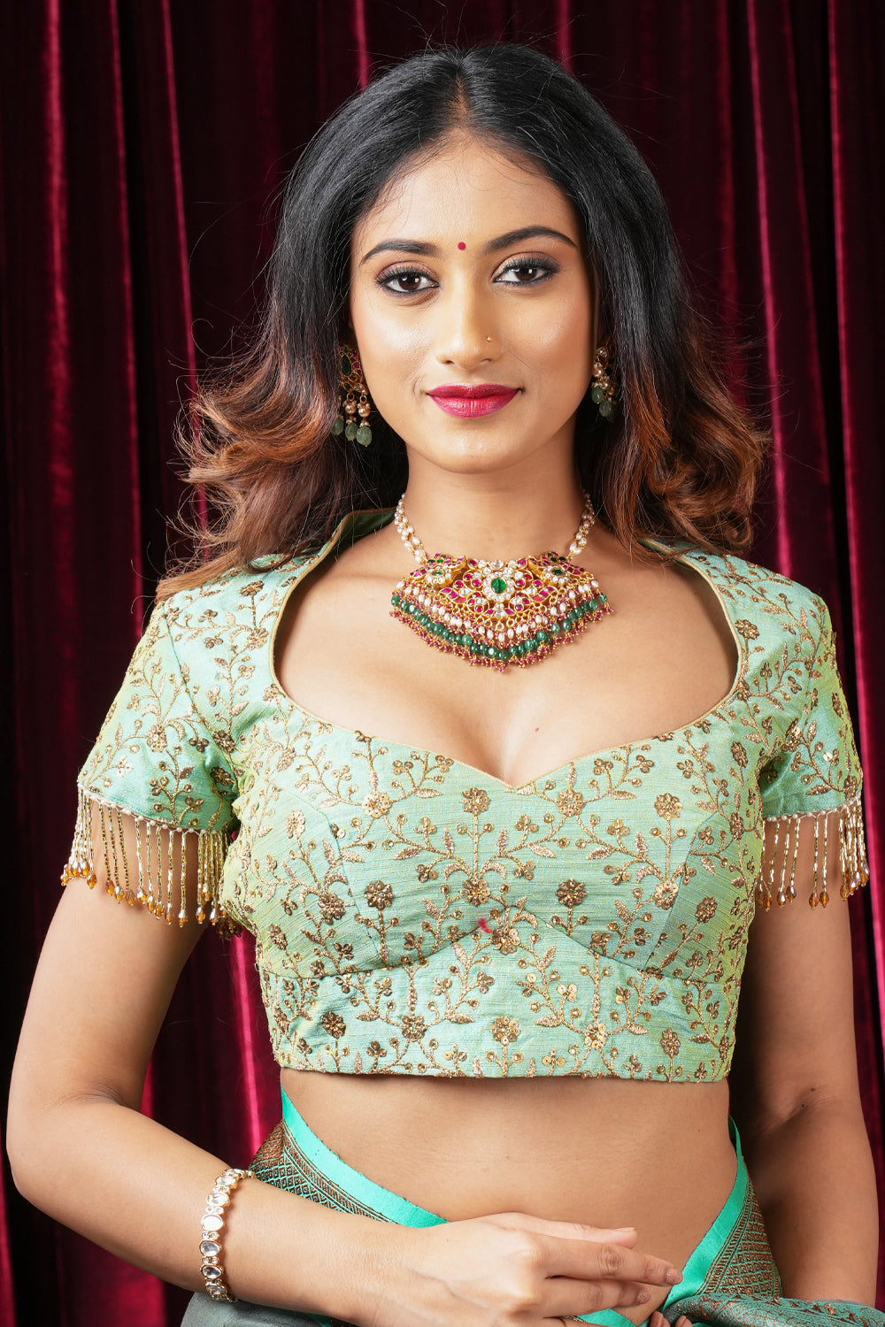 Saree blouse with beads outlet