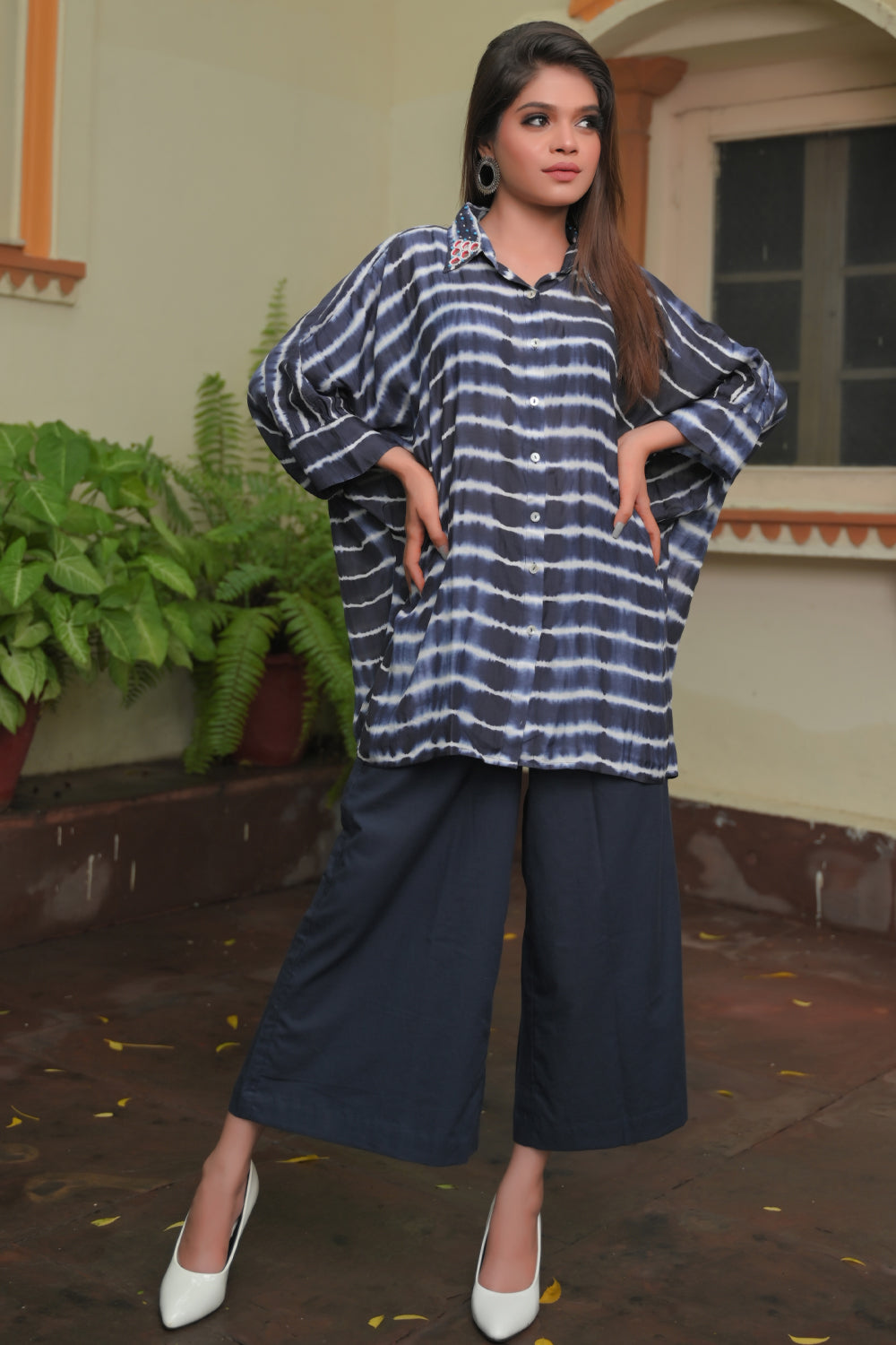 Nitara Indigo Tie Dye Shirt with Culotte | Made To Order