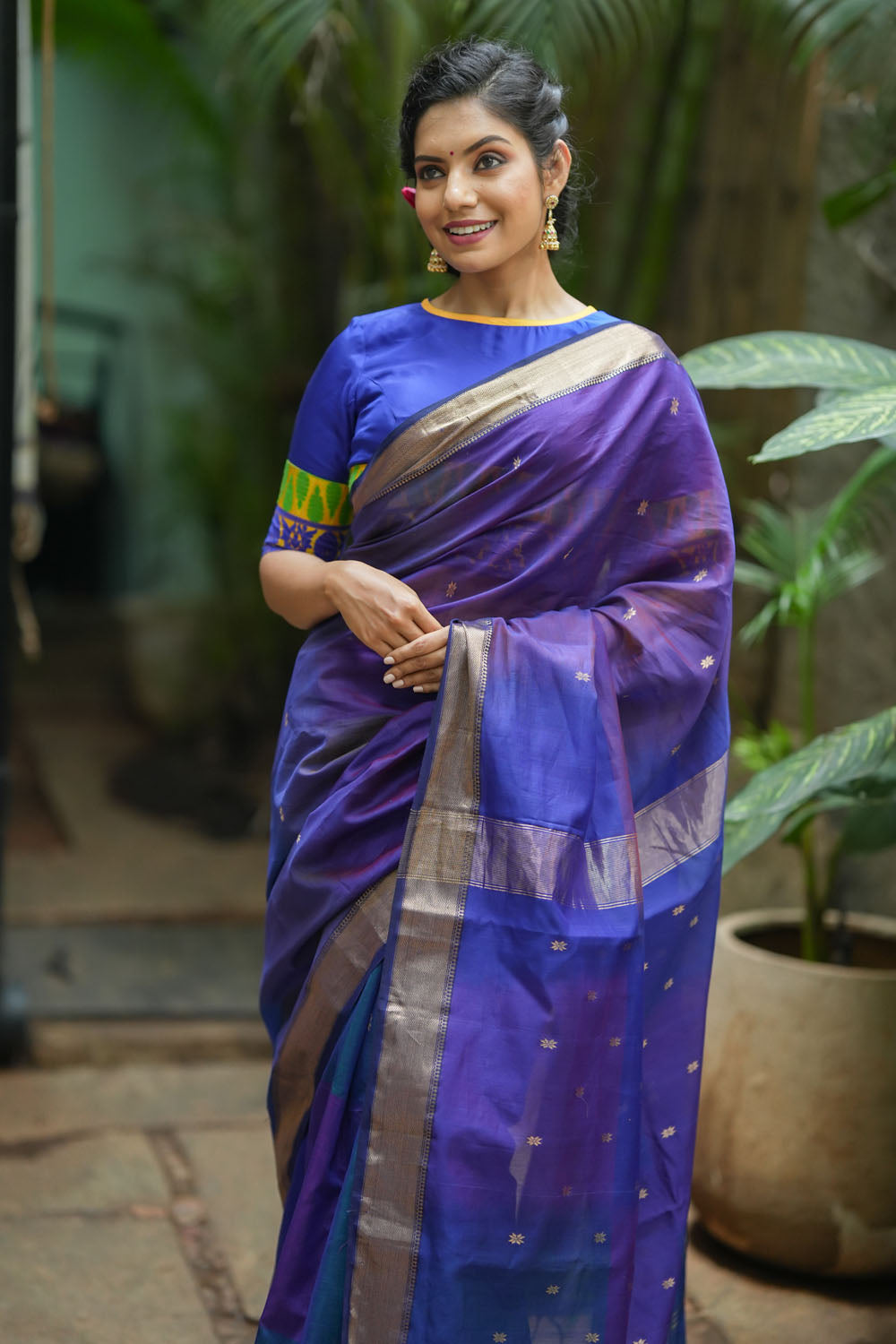 Shades of Purple Ombre Weave, Handwoven Maheshwari Silk Cotton Saree
