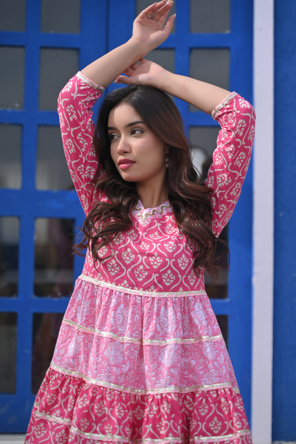 Gulbandh Block print kurta with kalidaar plazzo | Made To Order