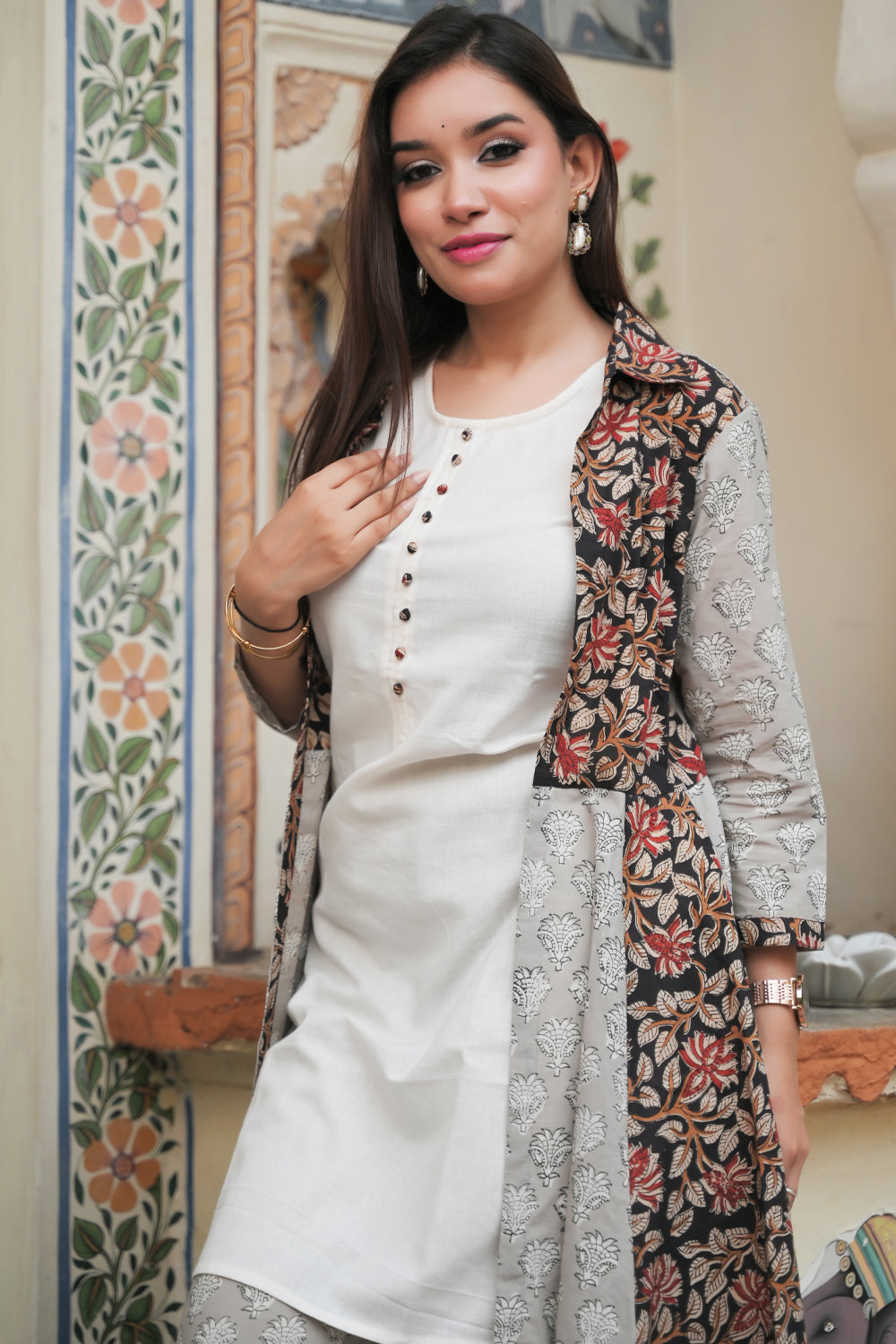 Saanjh Kurta Palazzo and Flared Jacket - 3 piece Set | Made To Order