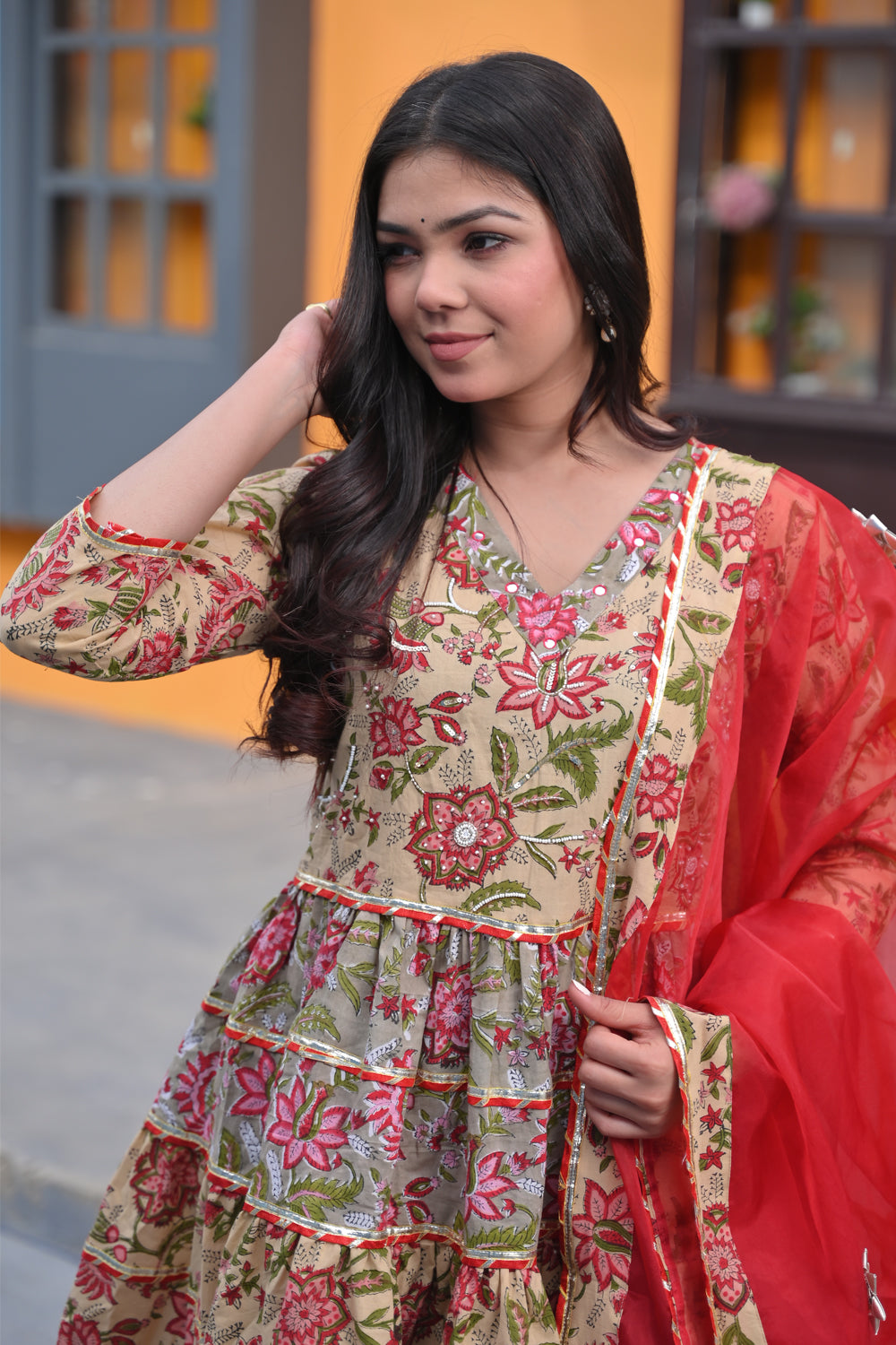 Bhoomi Block Print Kurta with Kalidaar Palazzo | Made To Order