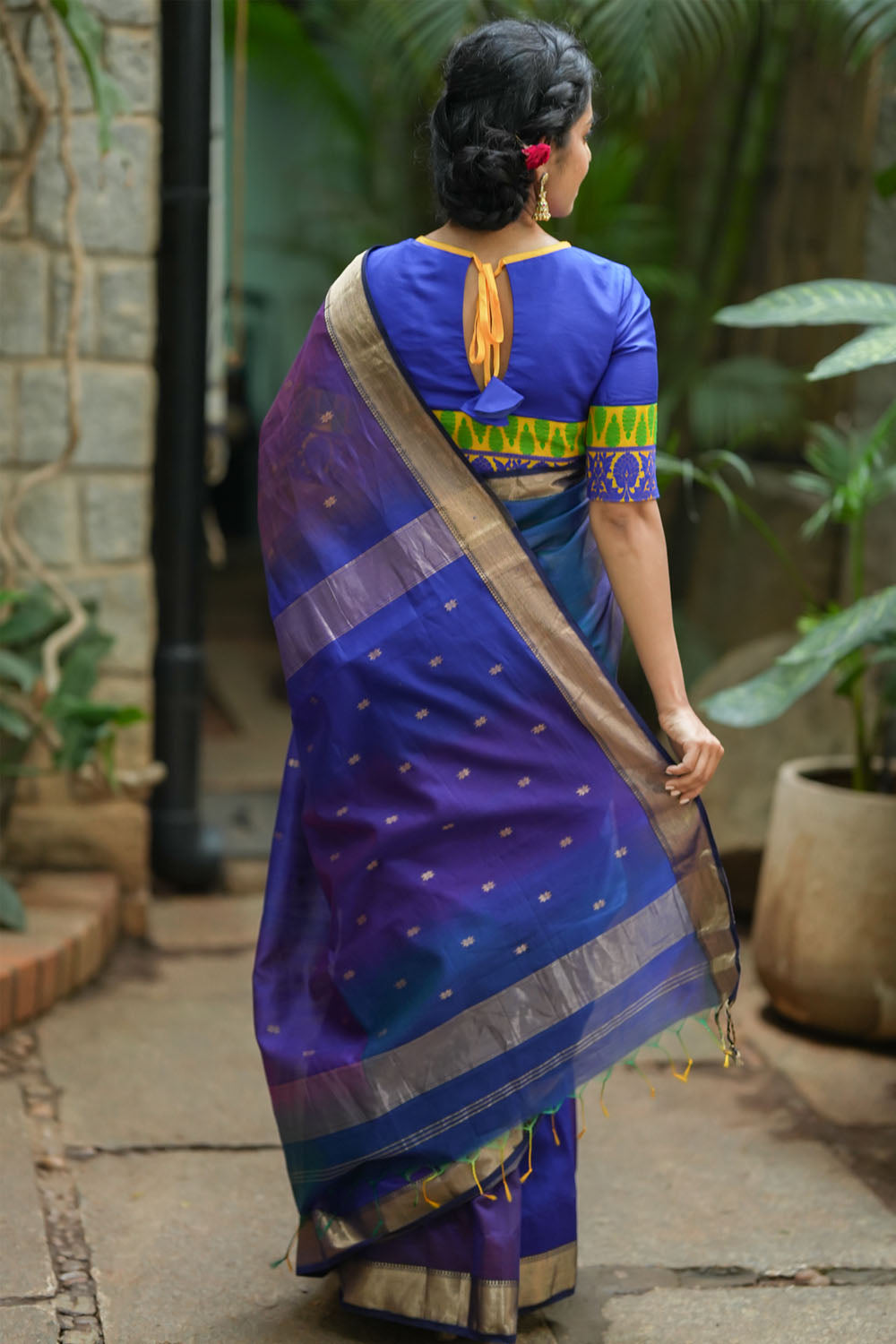 Shades of Purple Ombre Weave, Handwoven Maheshwari Silk Cotton Saree