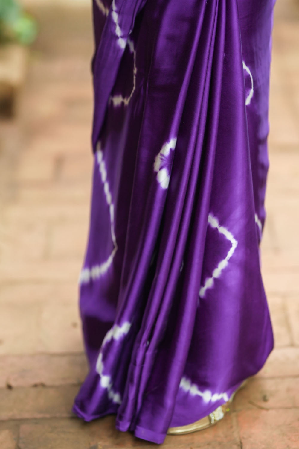Hand Shibori Dye on Purple Modal Silk Saree with Crushed Pallu