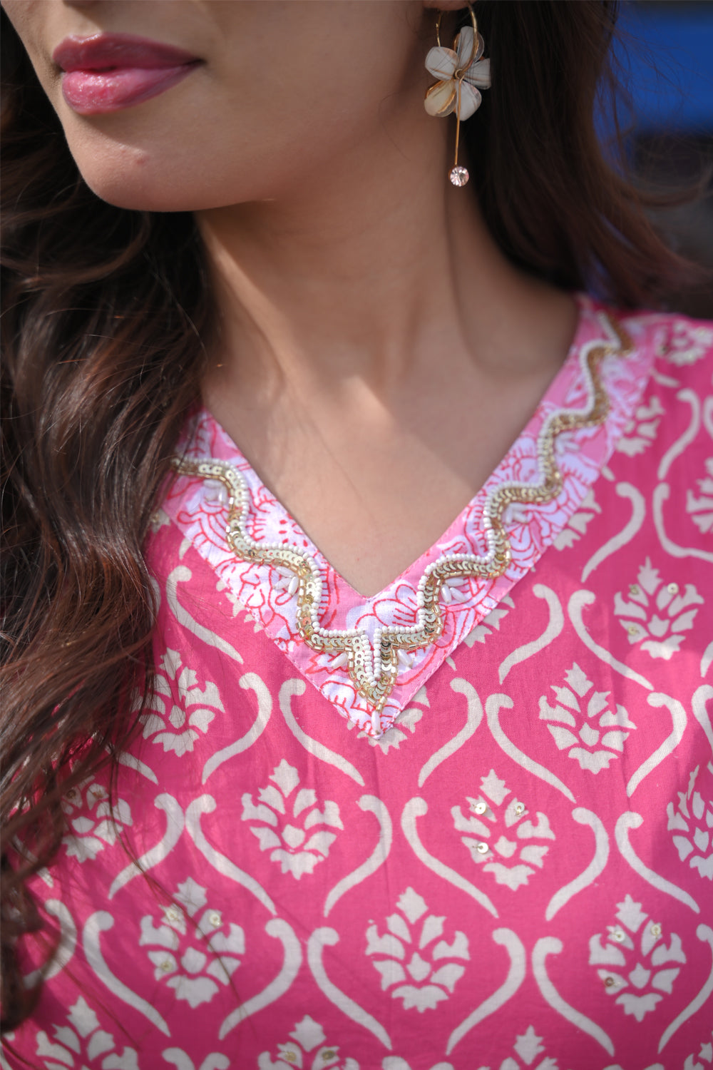 Gulbandh Block print kurta with kalidaar plazzo | Made To Order