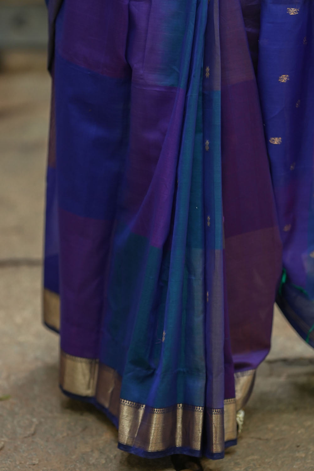 Shades of Purple Ombre Weave, Handwoven Maheshwari Silk Cotton Saree