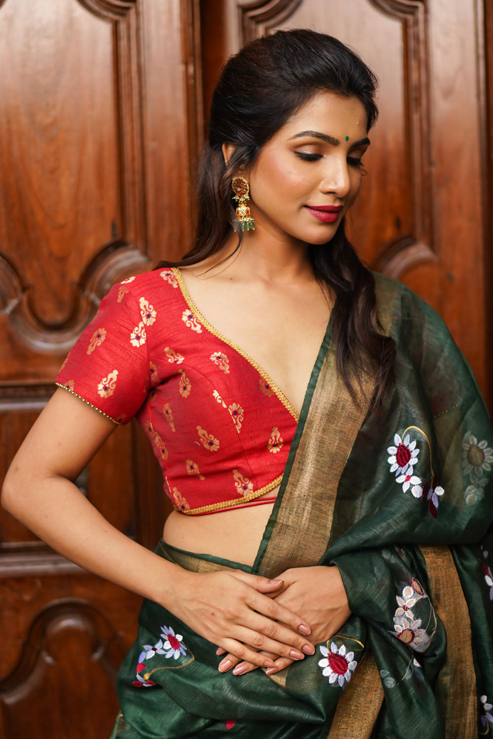 v neck indian blouse