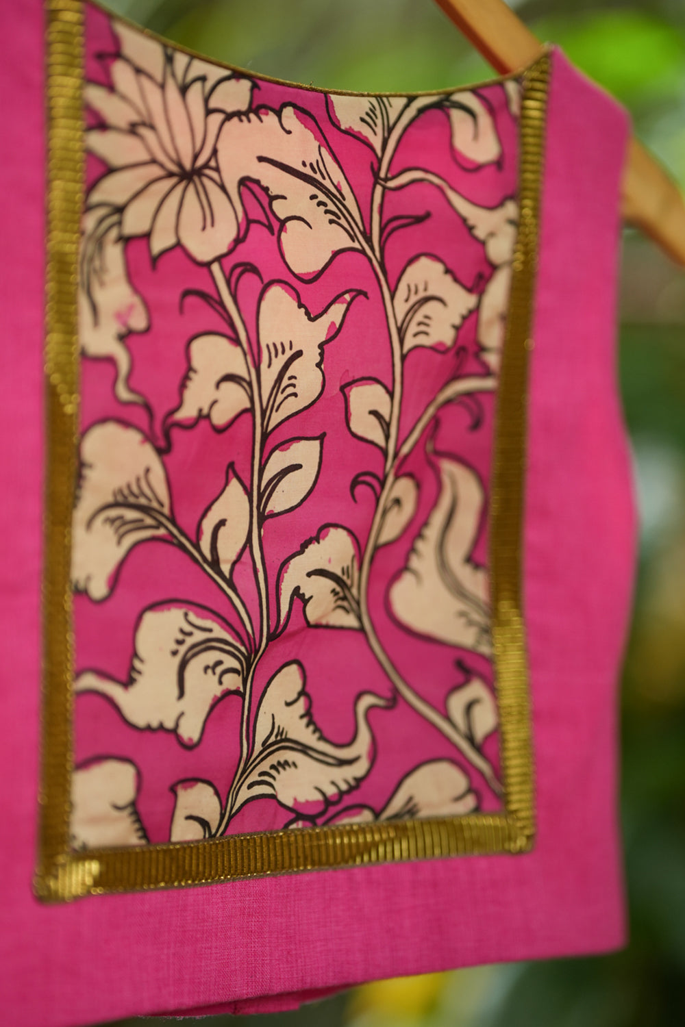 Persian pink handloom sleeveless U neck blouse