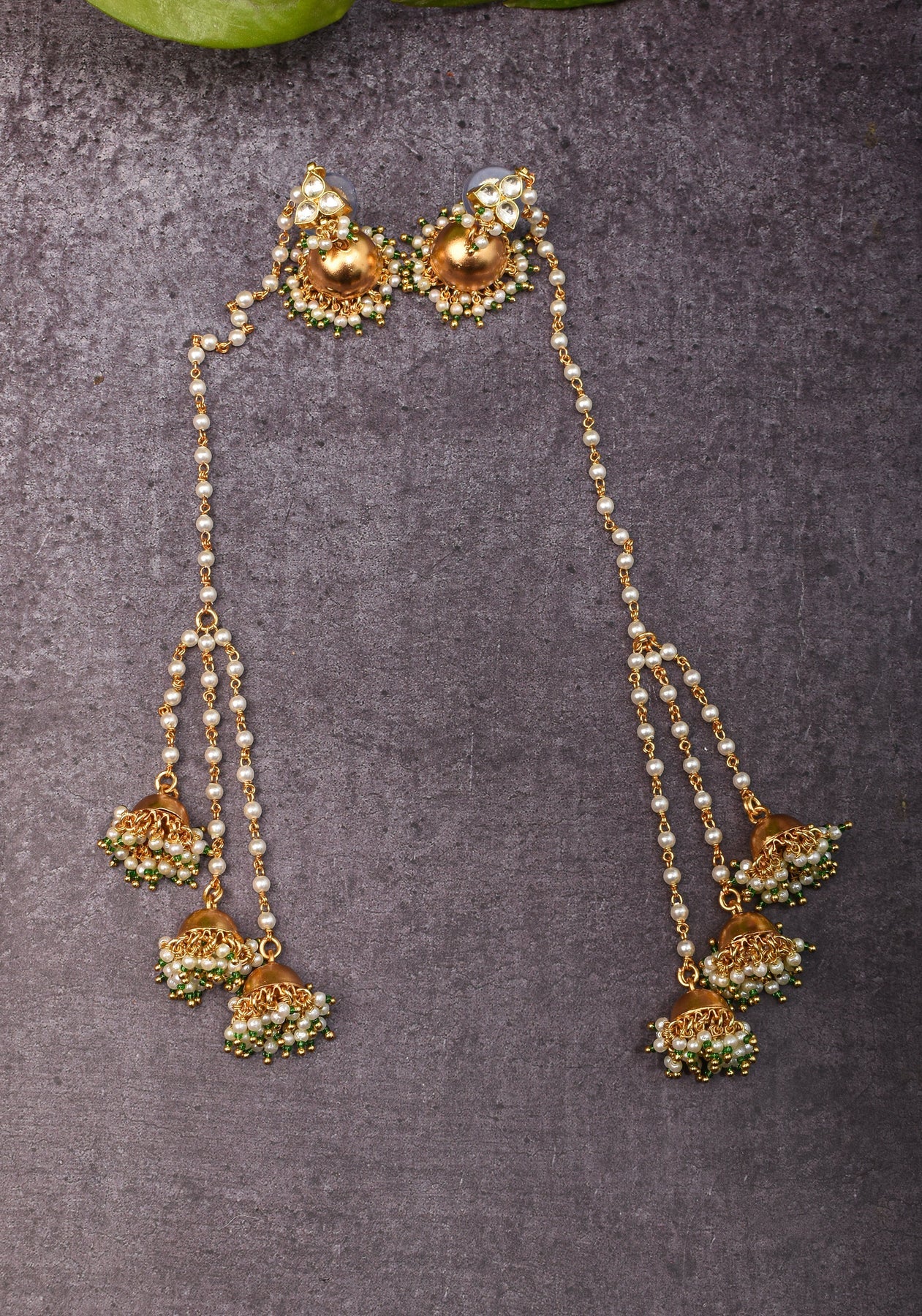 Kashmiri Durr Jhumka with Dangling Beads