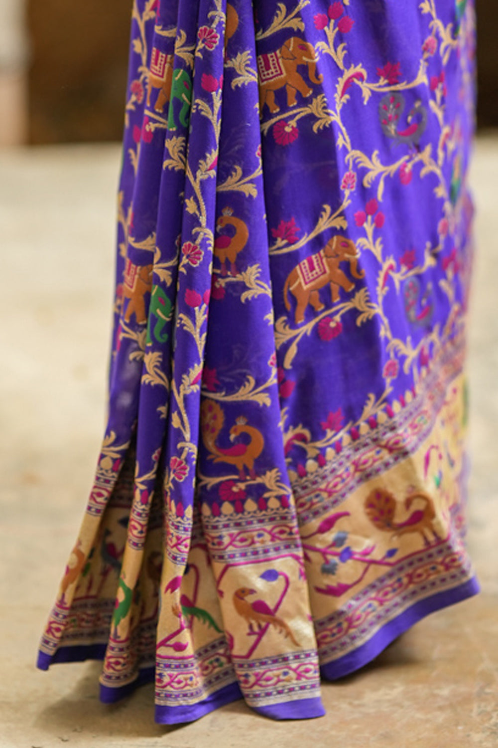Purple Georgette Banarasi Silk Saree