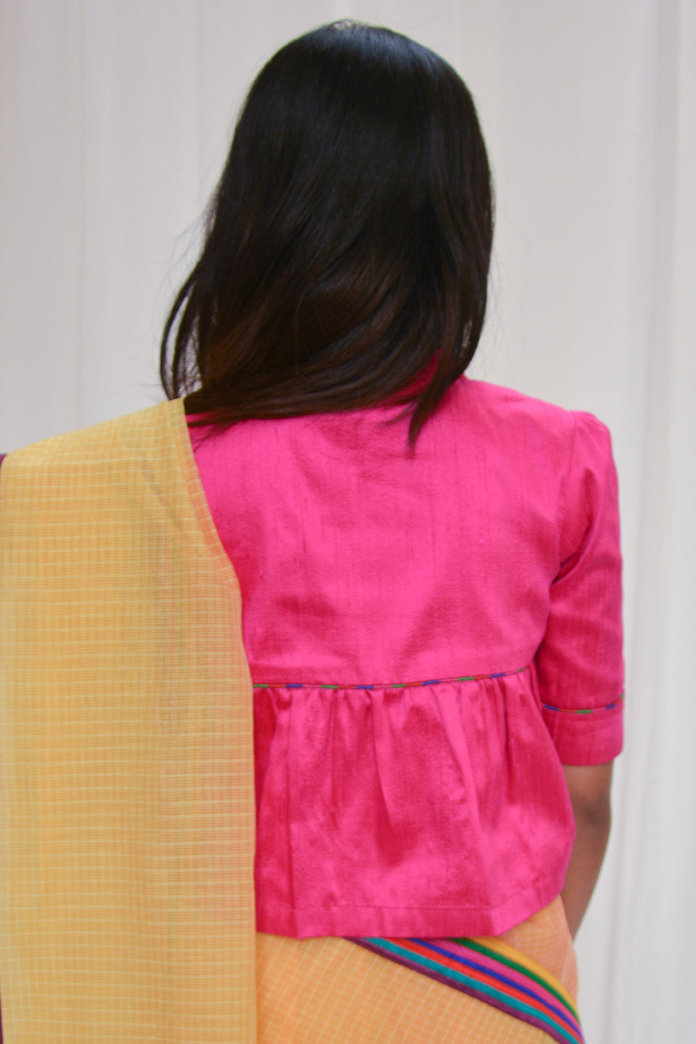 Pink raw silk swing top - House of Blouse