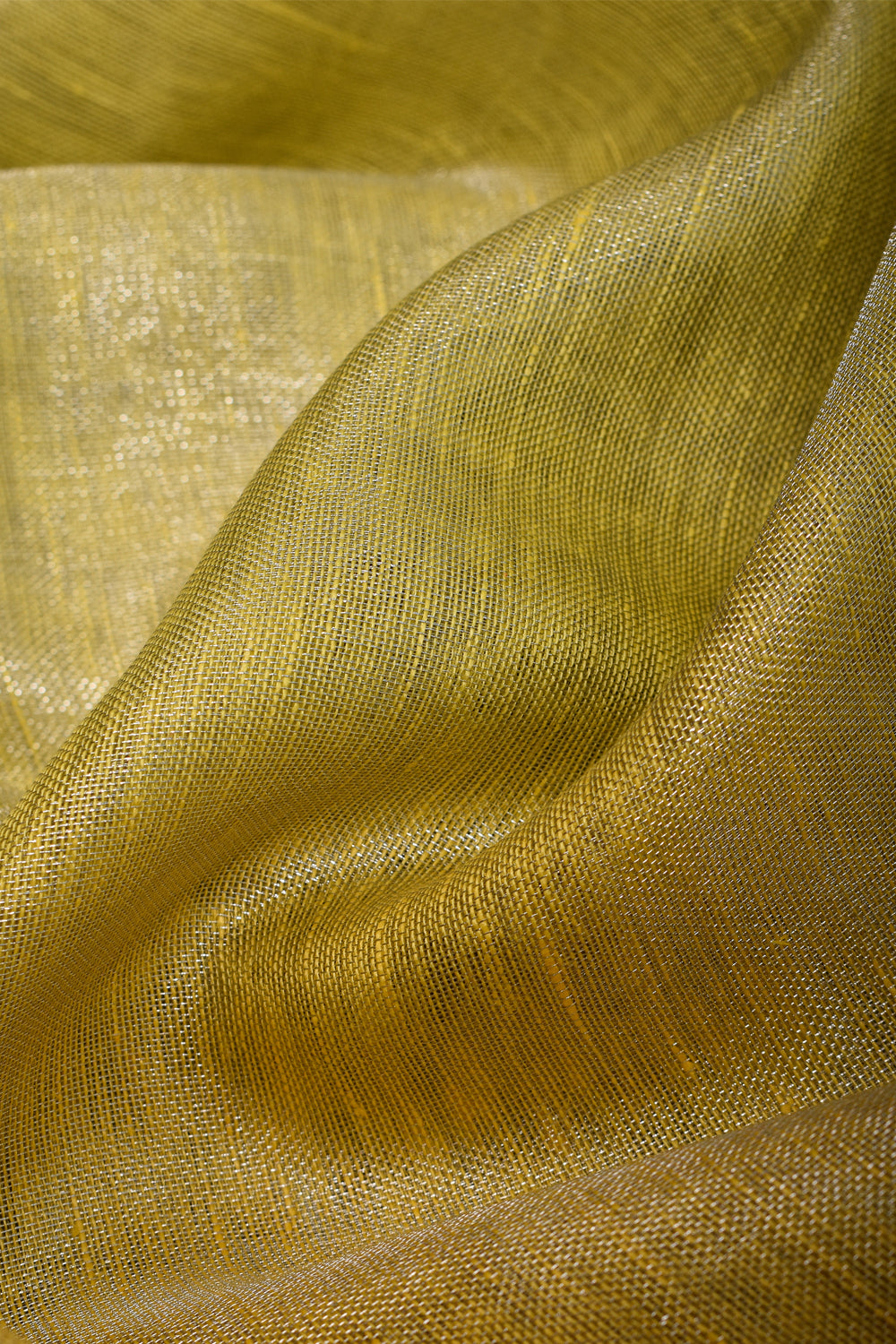 Pretty Daffodil Yellow and Silver Ombre Tissue Linen saree