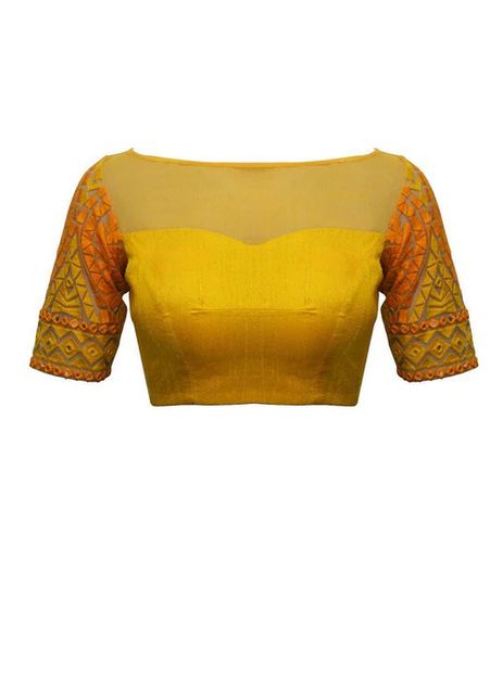 Yellow sheer and threadwork boatneck