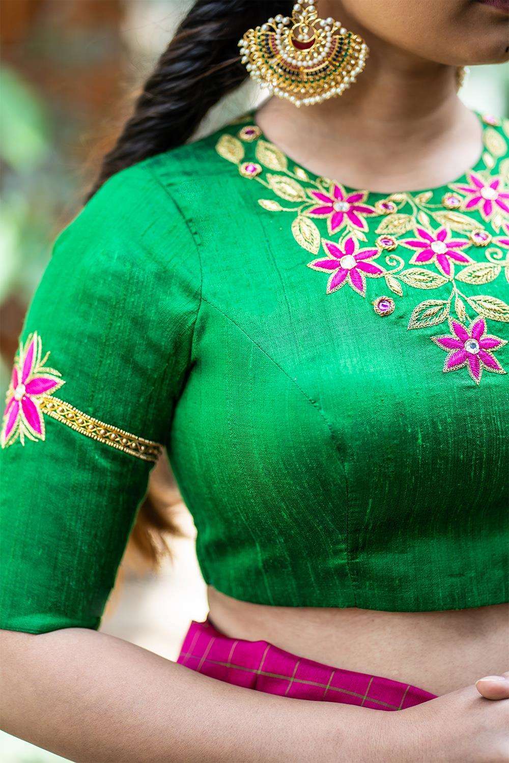 Jhansi - Hand embroidered blouse - House of Blouse