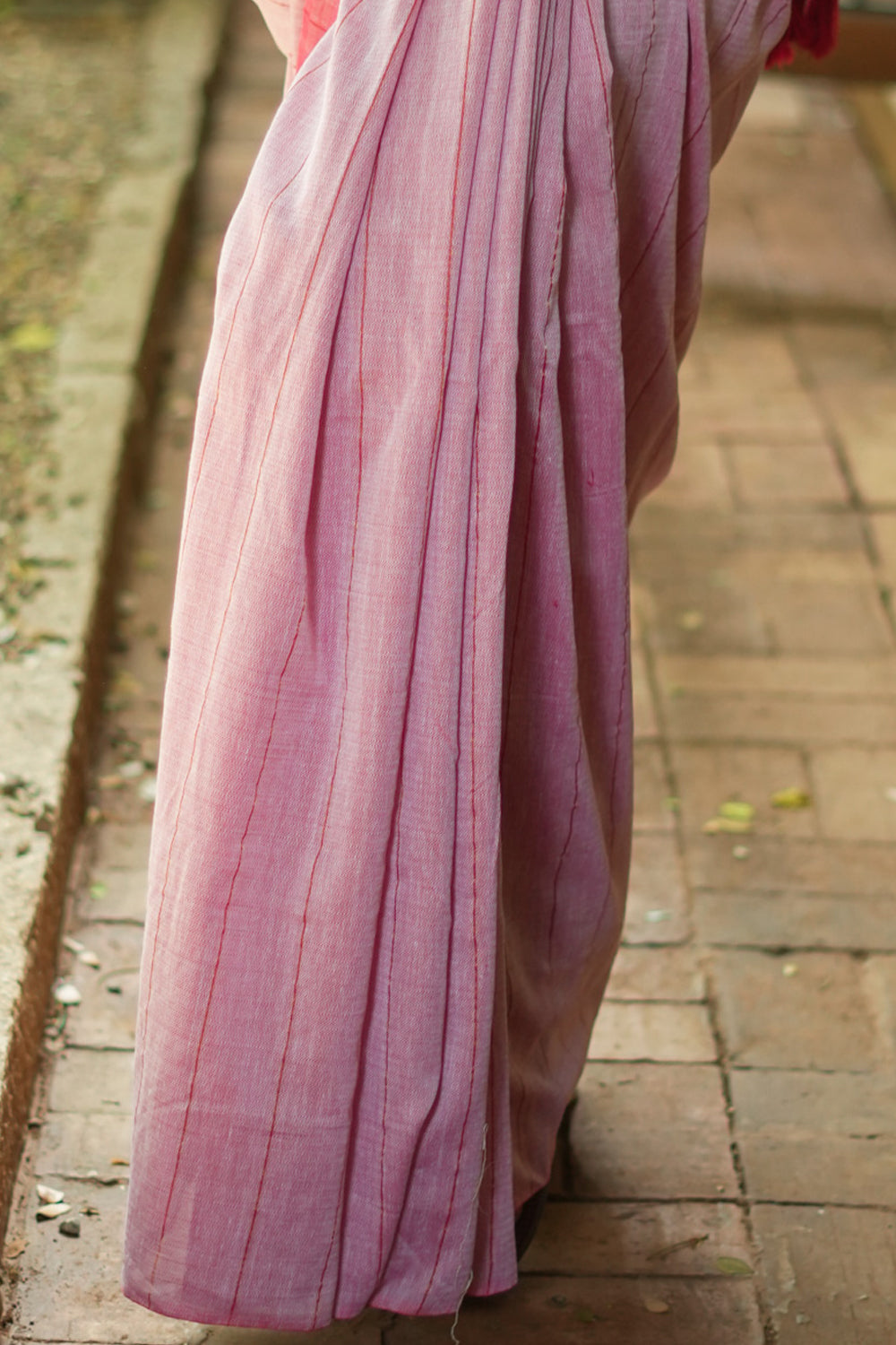 Rose pink red maheshwari  mercerised cotton reversible saree
