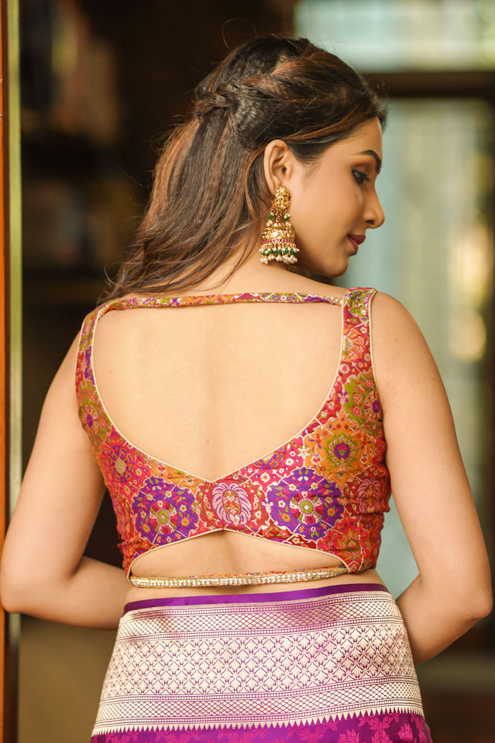 Banarasi multicolor brocade sweetheart neck blouse