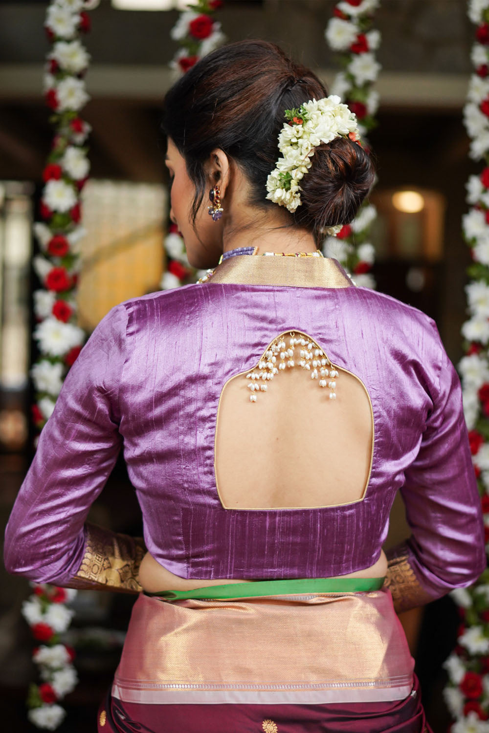 Dusty Mauve Raw Silk Blouse with Collar neck with Guttapasulu detailing Mix and Match Blouse for saree, Made to Order