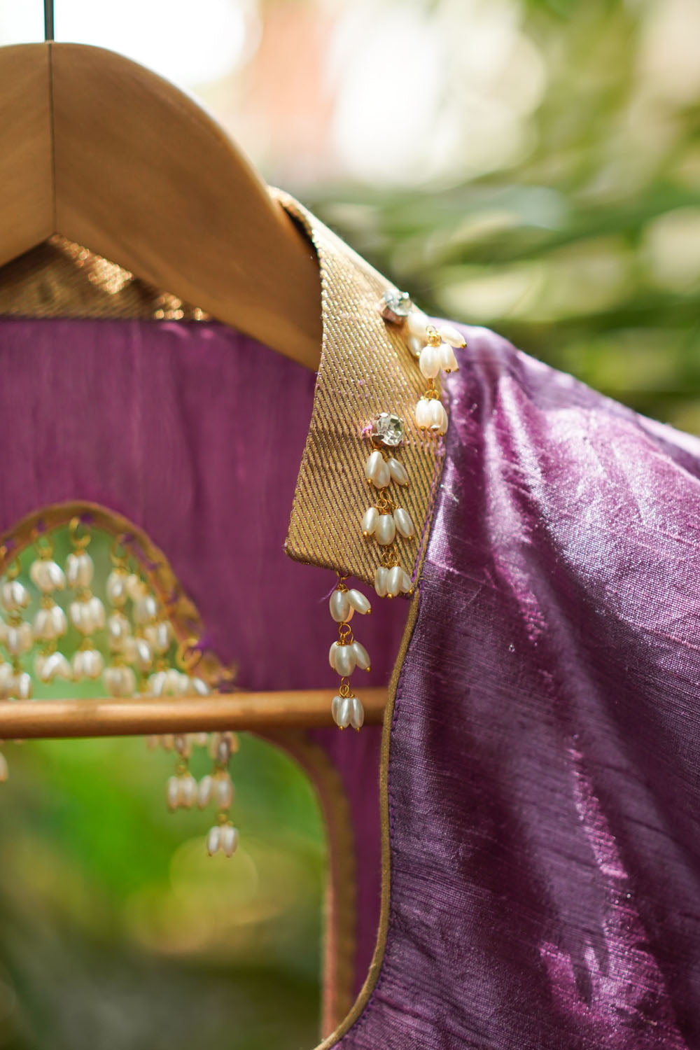 Dusty Mauve Raw Silk Blouse with Collar neck with Guttapasulu detailing Mix and Match Blouse for saree, Made to Order