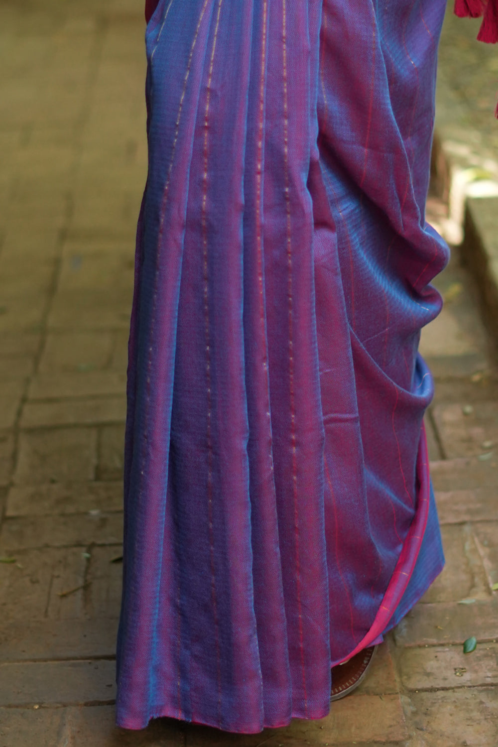Purple red maheshwari  mercerised cotton reversible saree