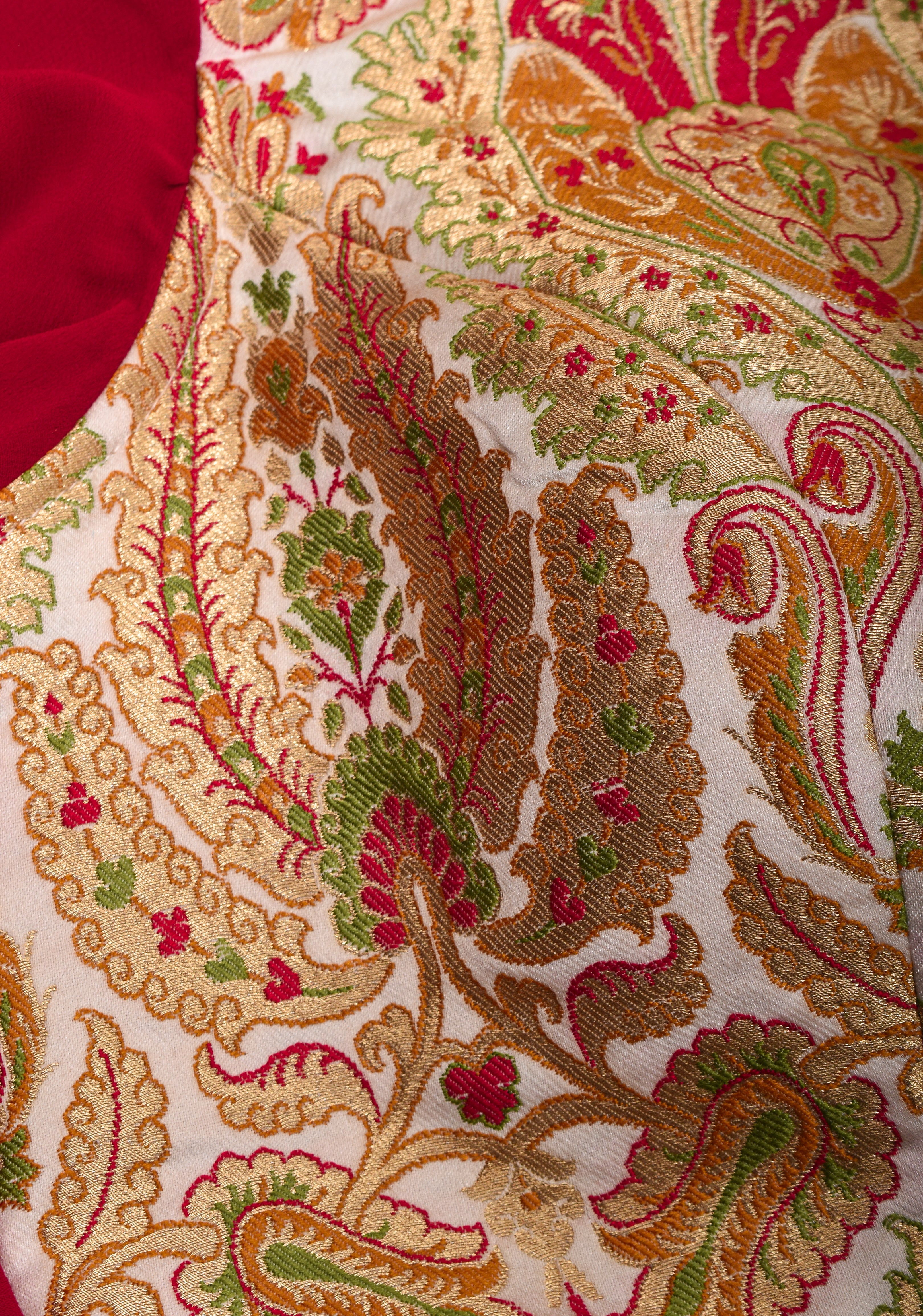 Banarasi Multicolor Brocade Blouse with side frills in Georgette