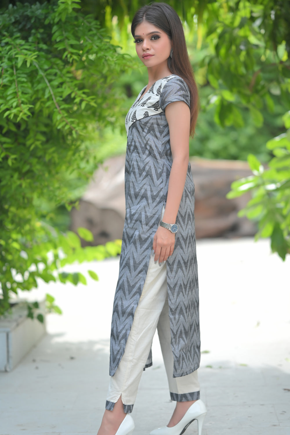 Pakshi : Pure Cotton 2 piece Kurti with Ankle Length Pants | Made To Order