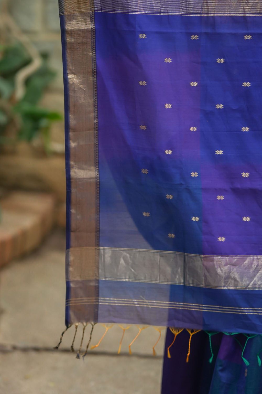 Shades of Purple Ombre Weave, Handwoven Maheshwari Silk Cotton Saree