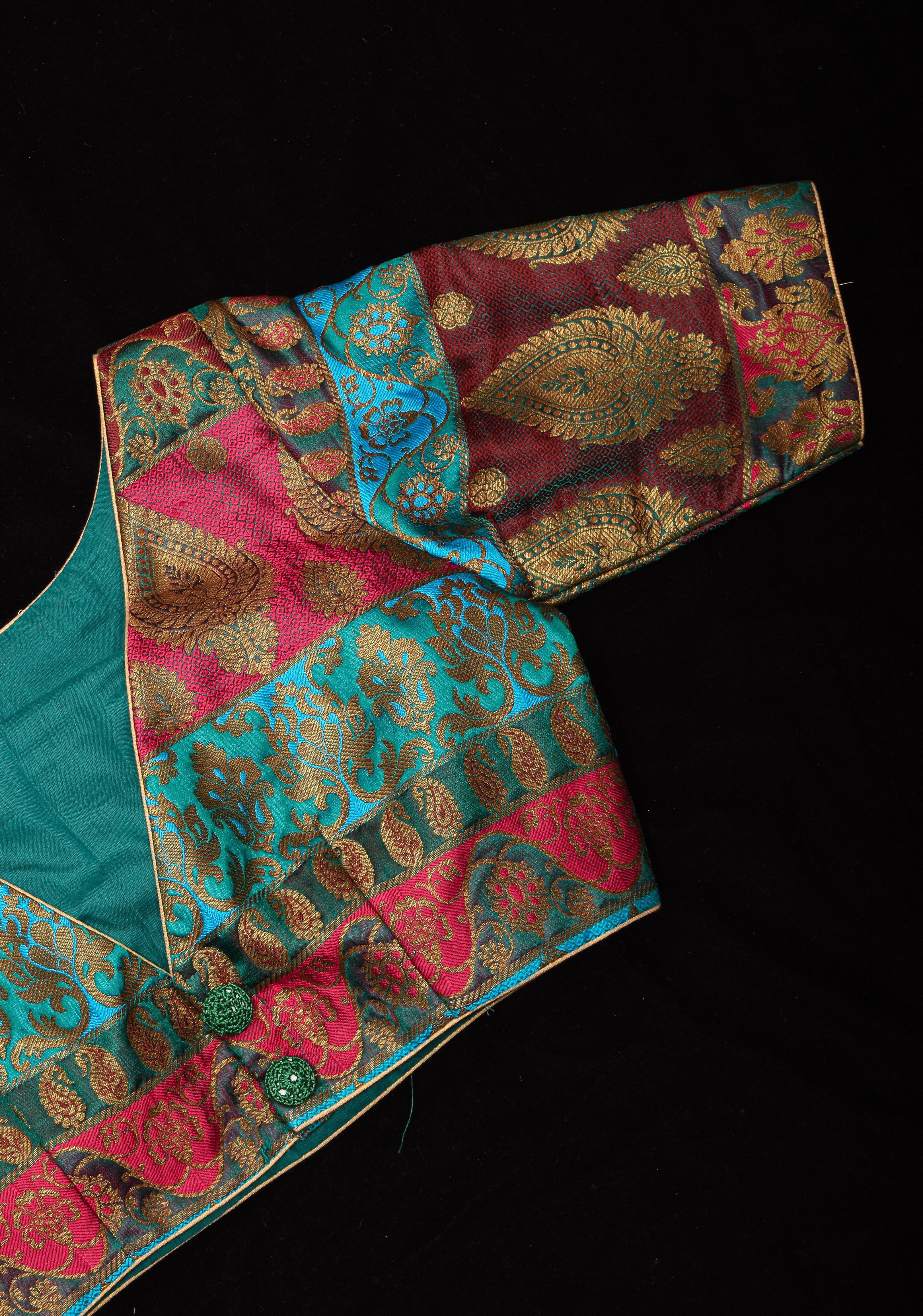 Banarasi multicolor Boat Neck Antique zari brocade Blouse | Made To Order