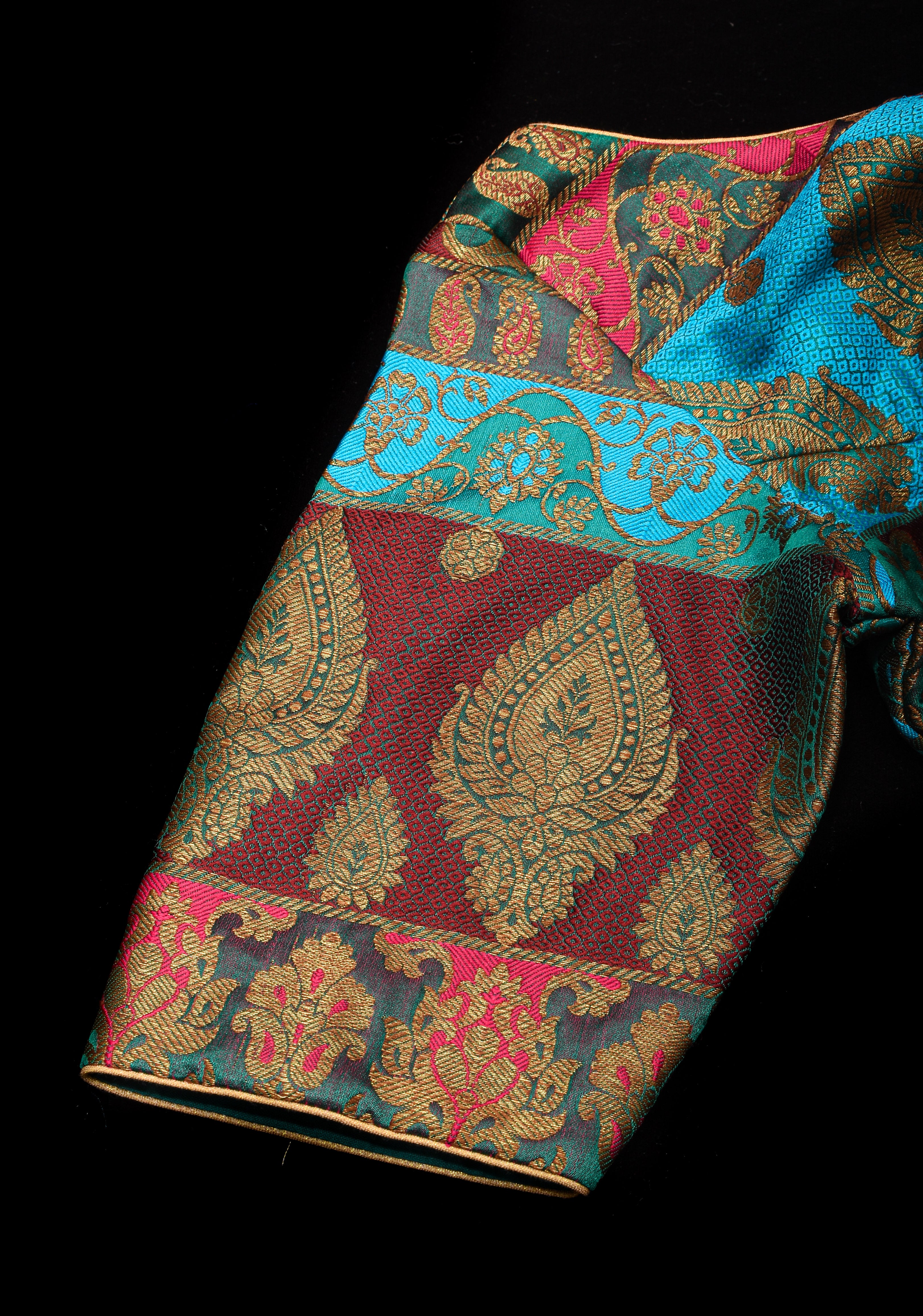 Banarasi multicolor Boat Neck Antique zari brocade Blouse | Made To Order