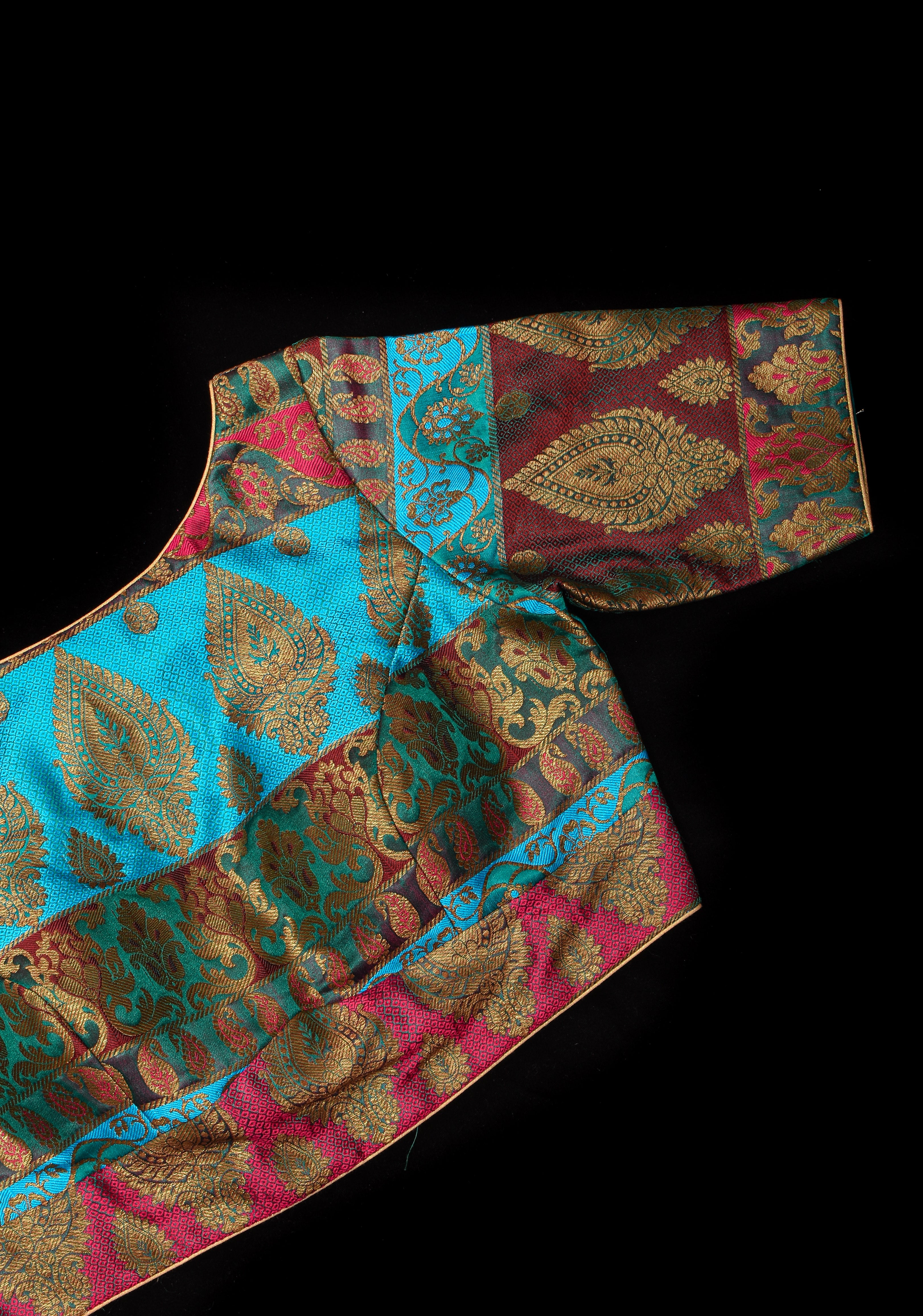 Banarasi multicolor Boat Neck Antique zari brocade Blouse | Made To Order