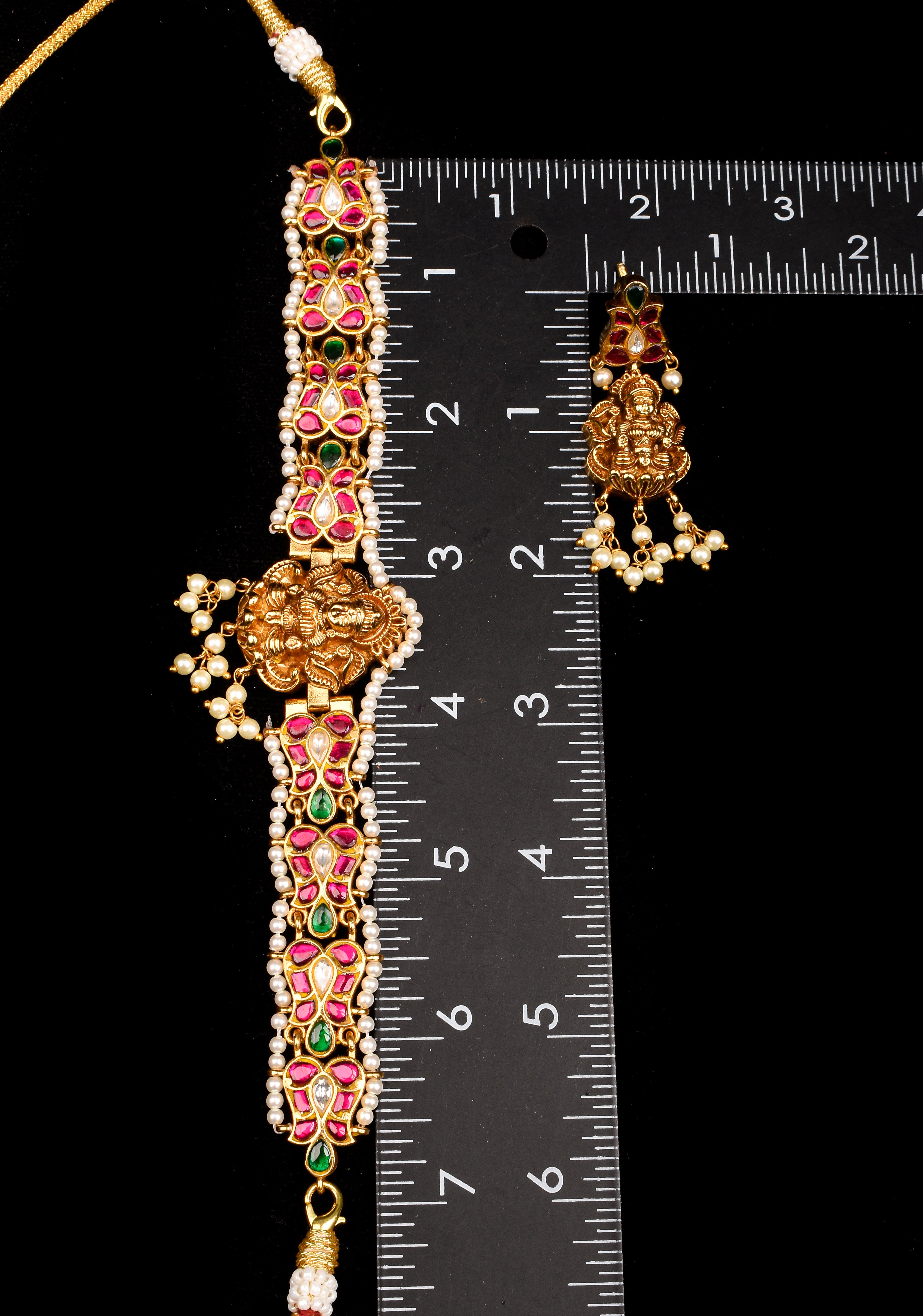 Lakshmi Nagas in Antique Gold and Jadau Fusion Choker and earrings set