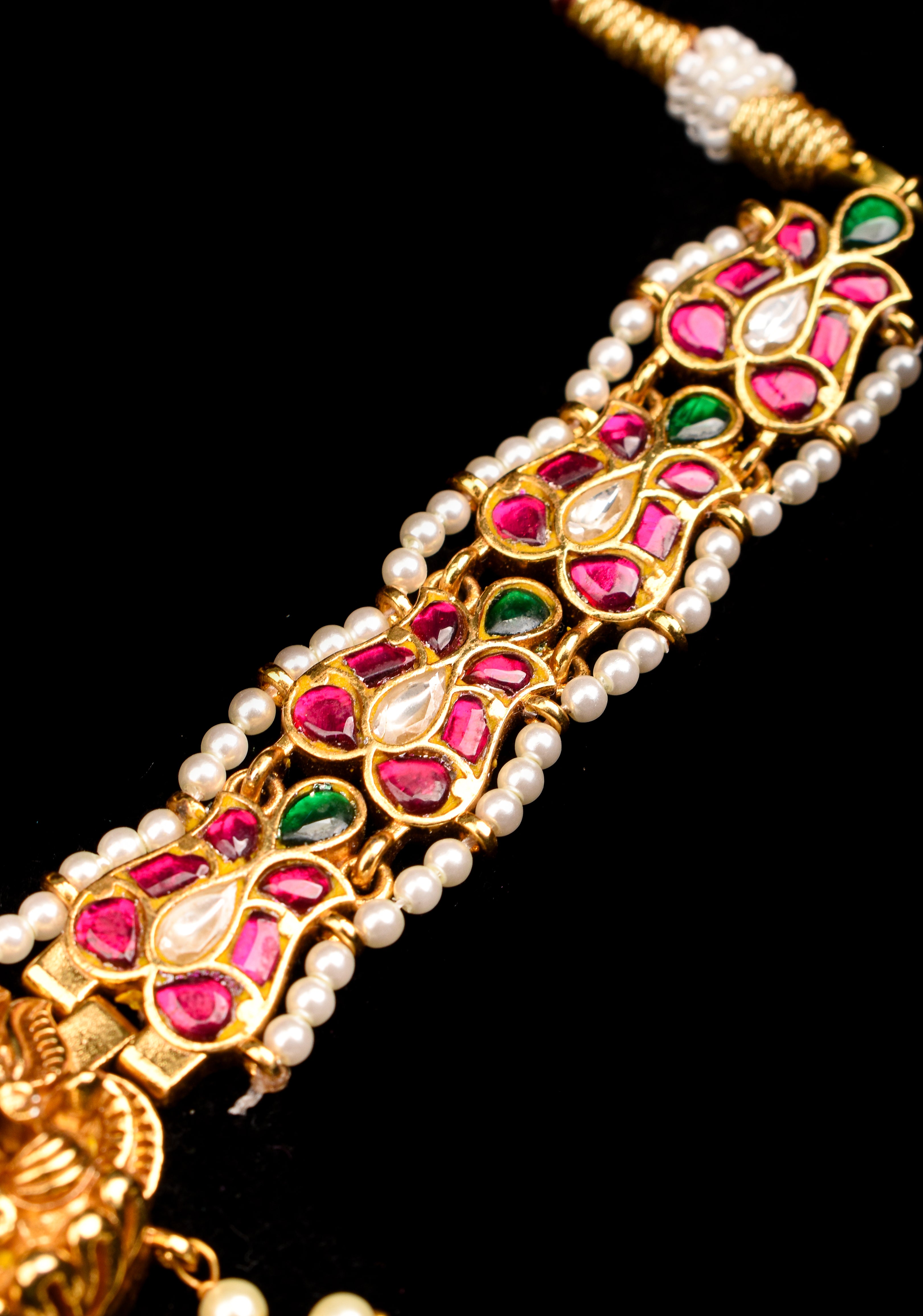 Lakshmi Nagas in Antique Gold and Jadau Fusion Choker and earrings set