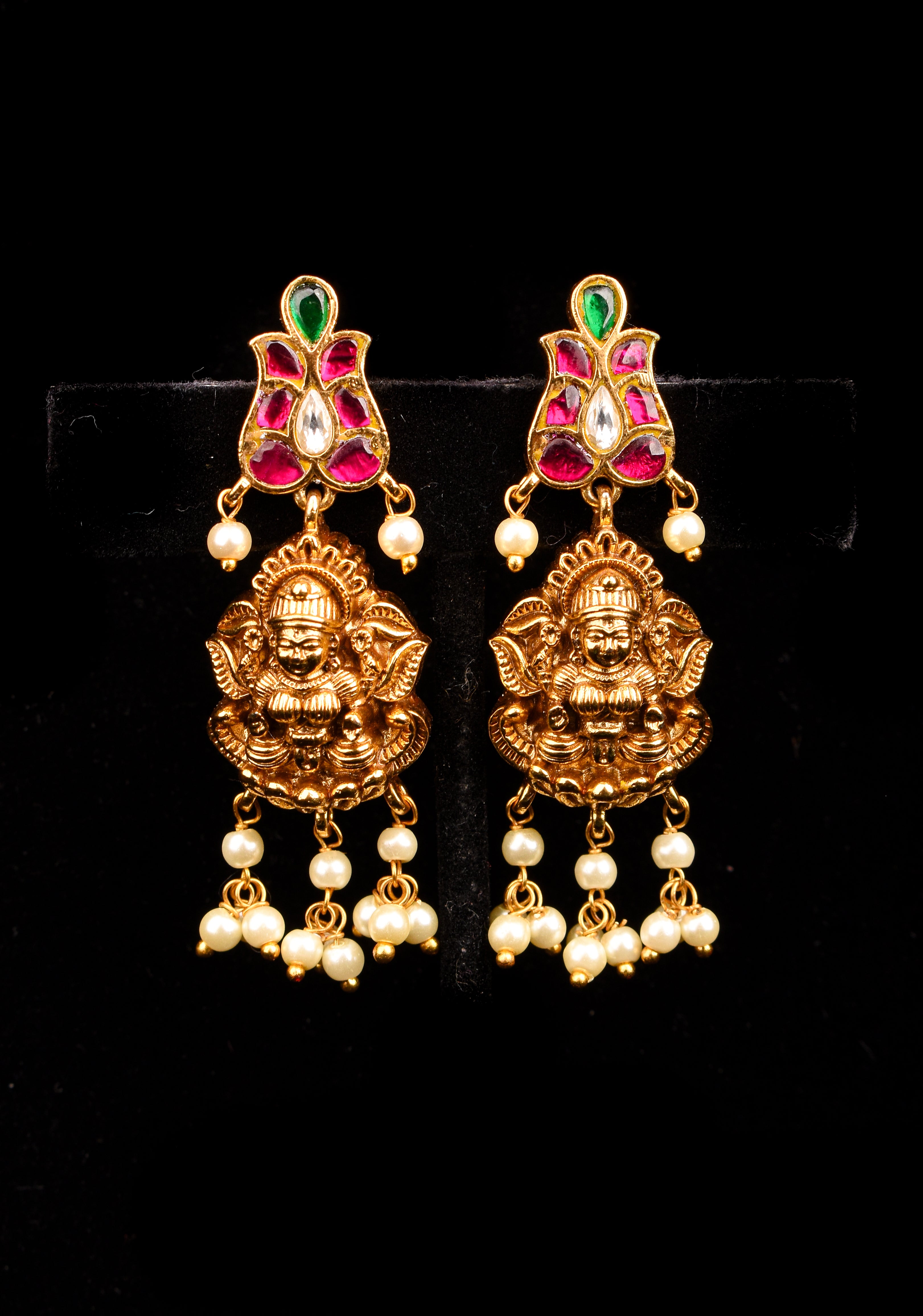 Lakshmi Nagas in Antique Gold and Jadau Fusion Choker and earrings set