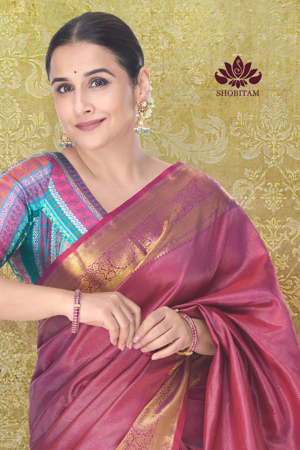 Shimmering Celebrity Special Zari Checks Pure Silk Kanjivaram Pure Silk Saree in Deep Pink | SILK MARK CERTIFIED