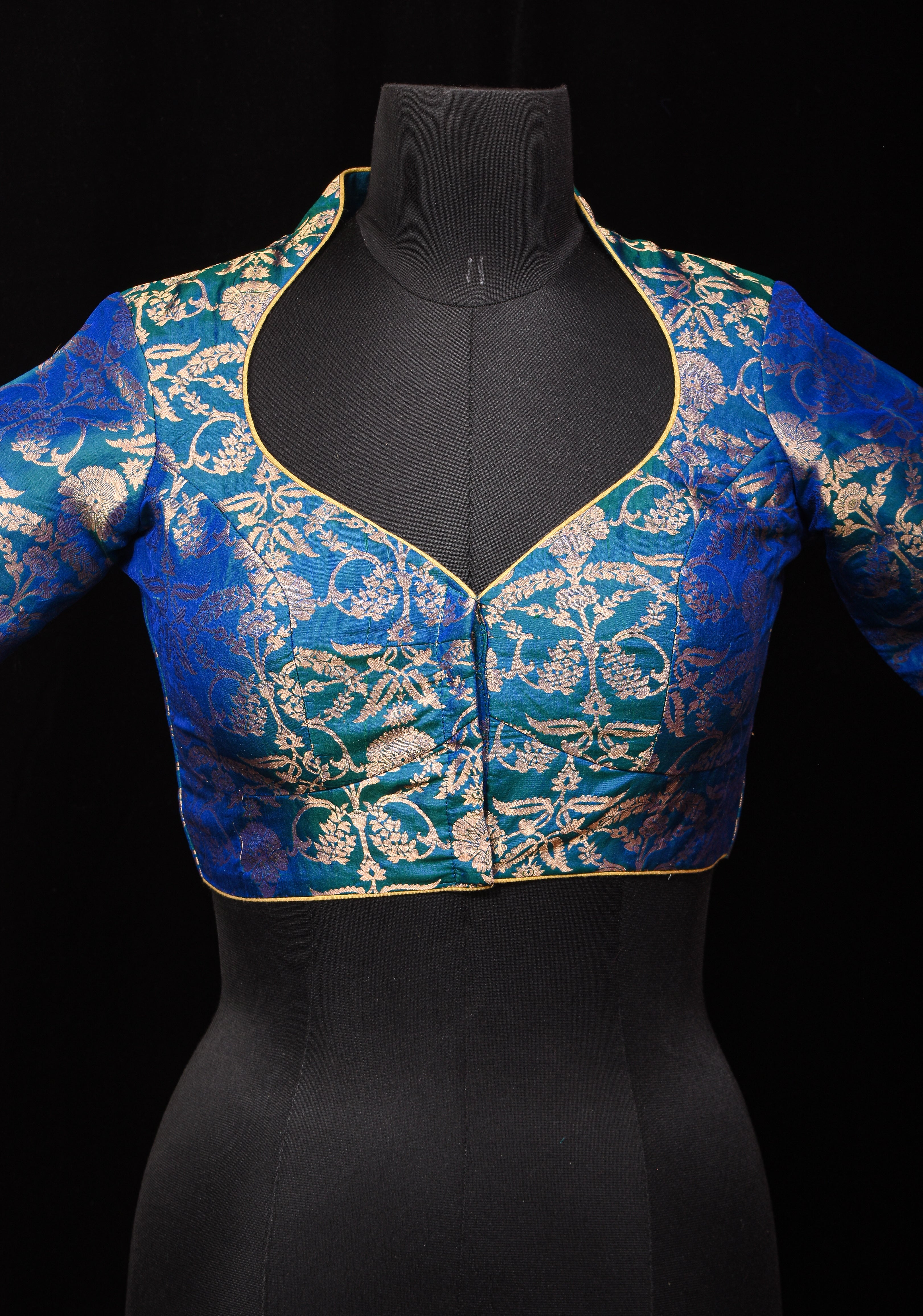 Peacock Blue Green Banarasi Pure Silk Brocade Blouse,customizable, made-to-order