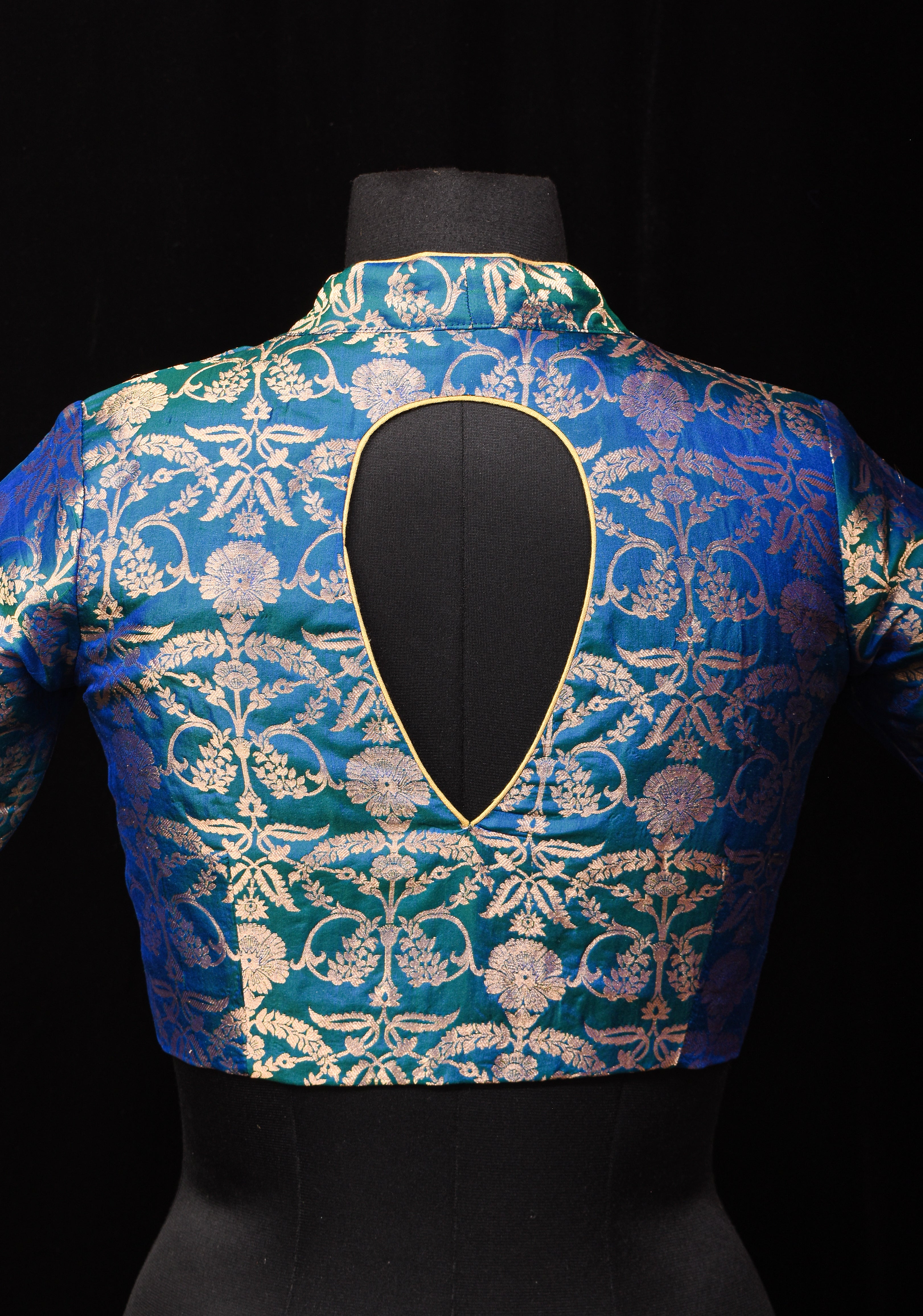 Peacock Blue Green Banarasi Pure Silk Brocade Blouse,customizable, made-to-order