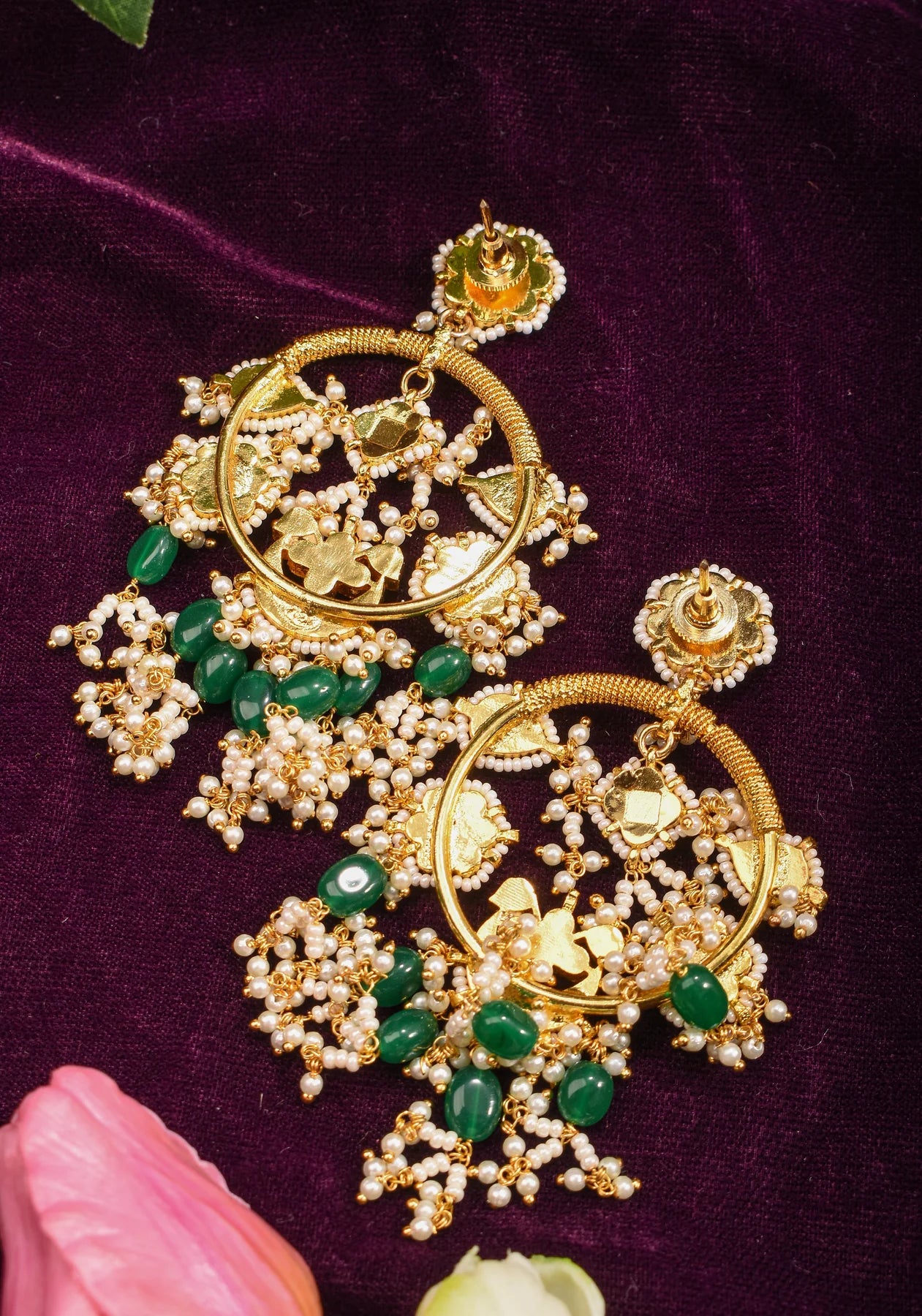 Green dangling beads | Shobitam Jewelry