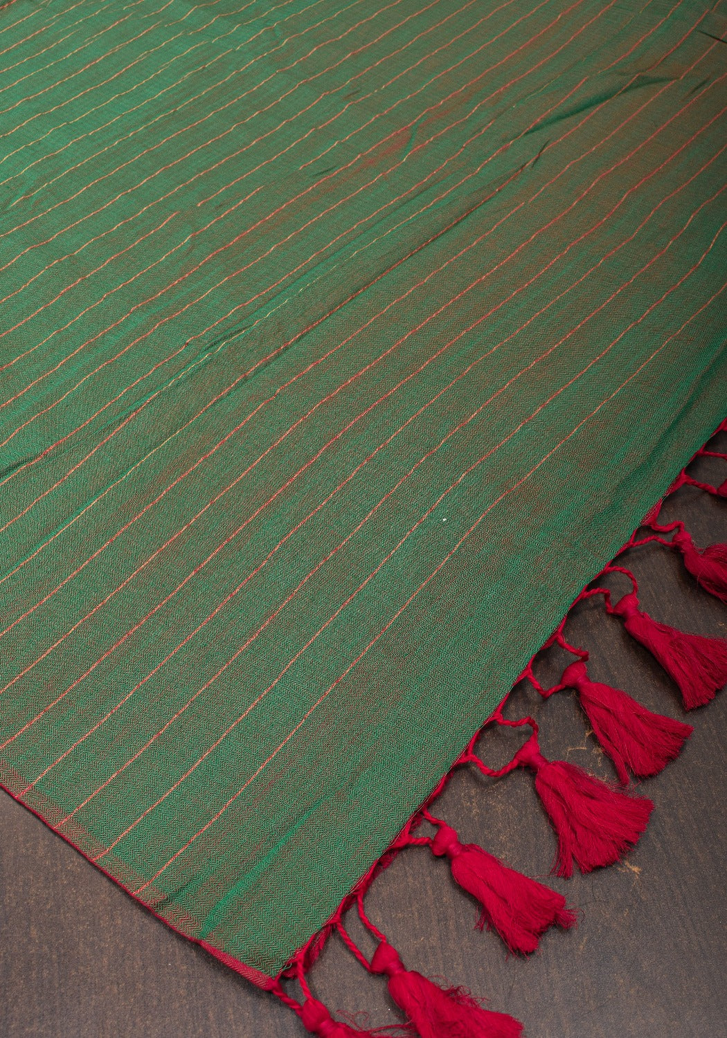 Reversible Maheshwari Mercerised Cotton Saree with extralong tassels, no blouse piece