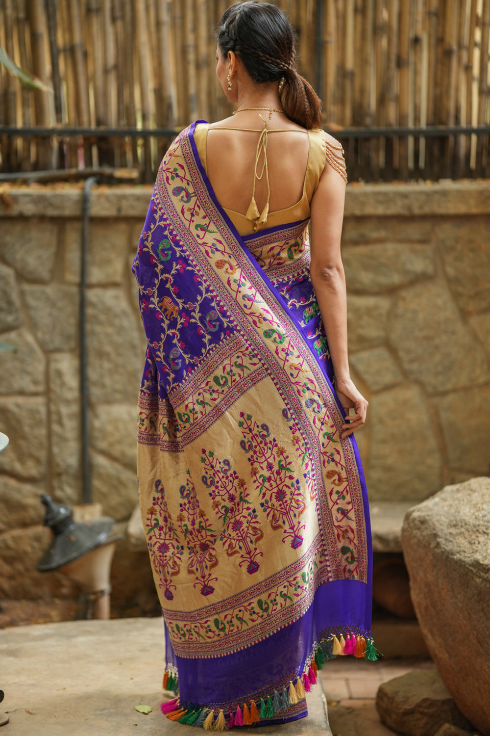 Purple Georgette Banarasi Silk Saree