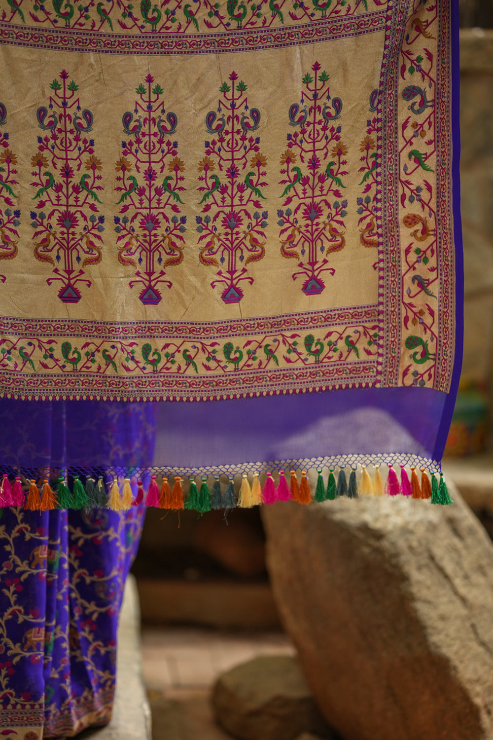 Purple Georgette Banarasi Silk Saree