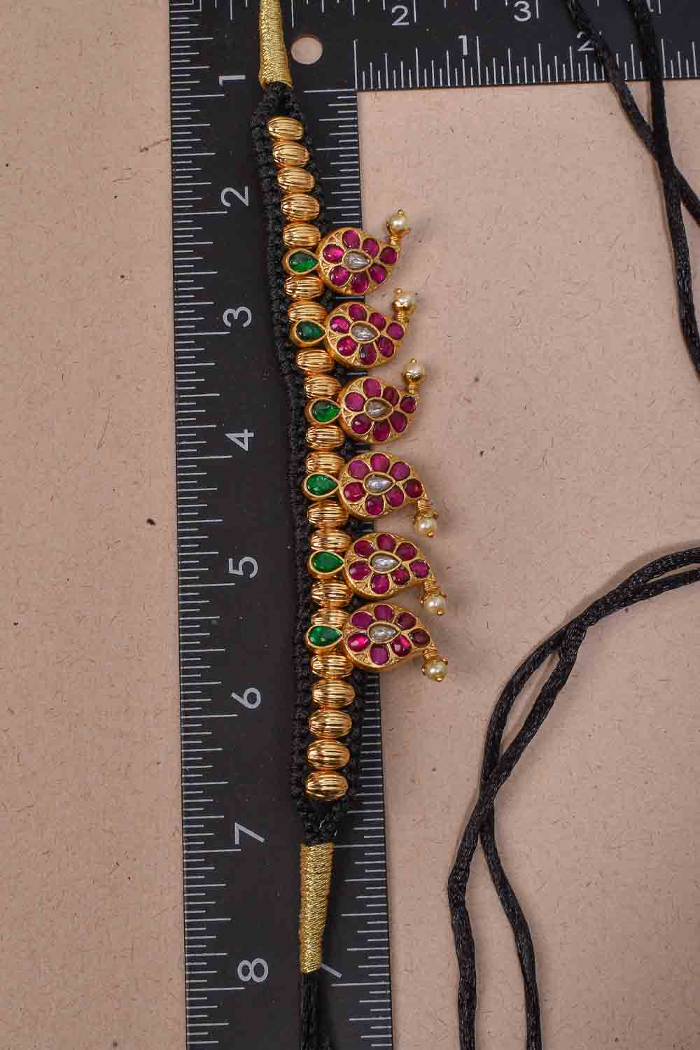 Braided Black Thread Necklace/Choker with Jadau units, NO earrings