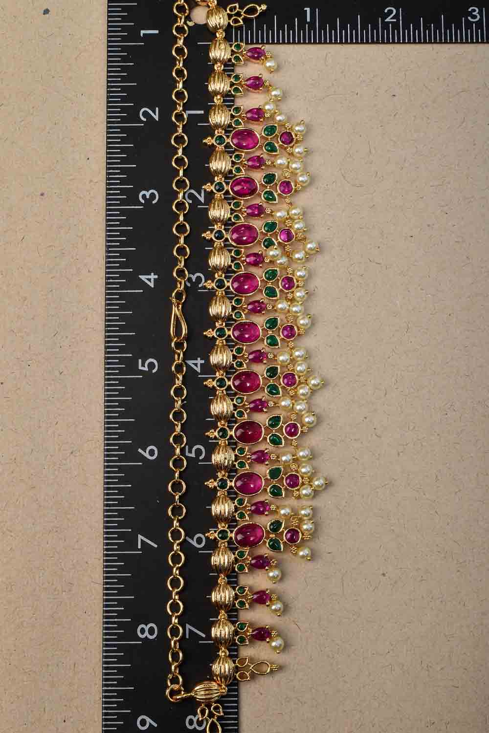 Pink and Green Stone Lightweight Necklace Set