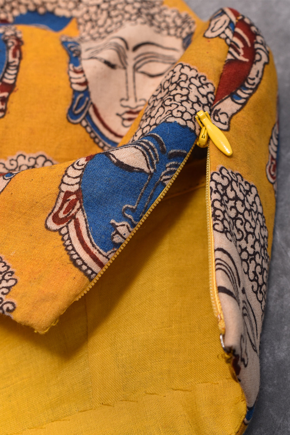 Yellow multicolour kalamkari print U neck blouse with sheer back