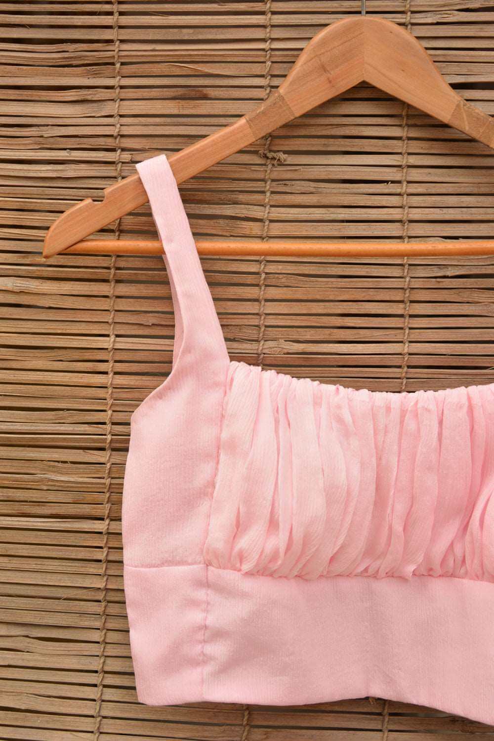 Baby pink chiffon gathered bust top - House of Blouse