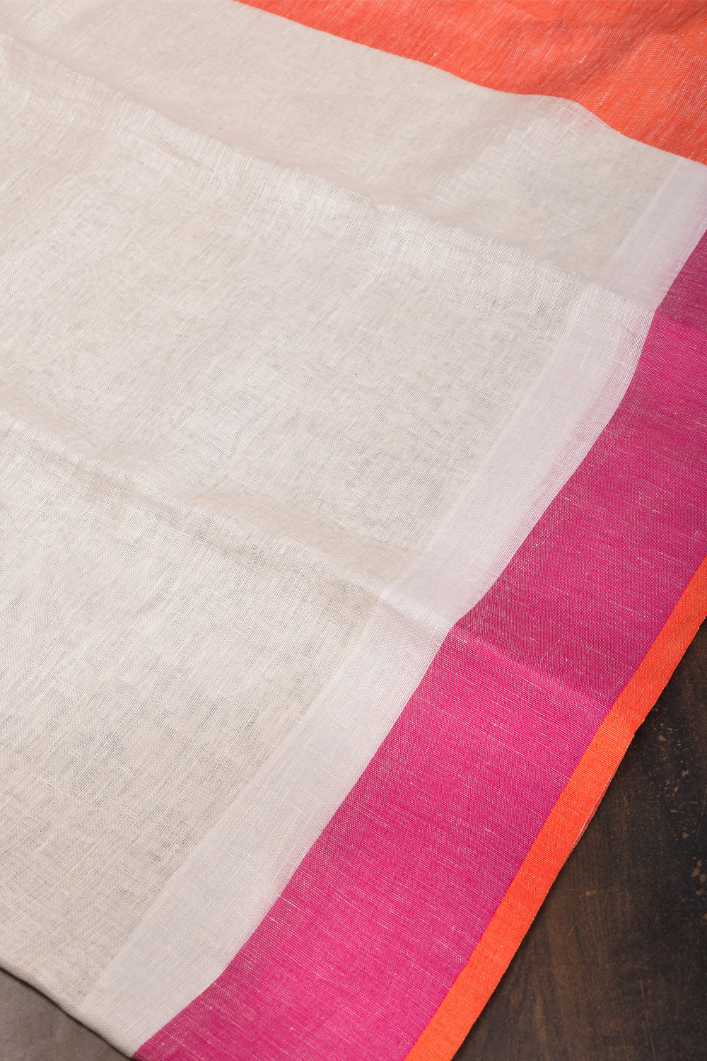 Ganga Jamuna Borders on Chalk White Linen Saree