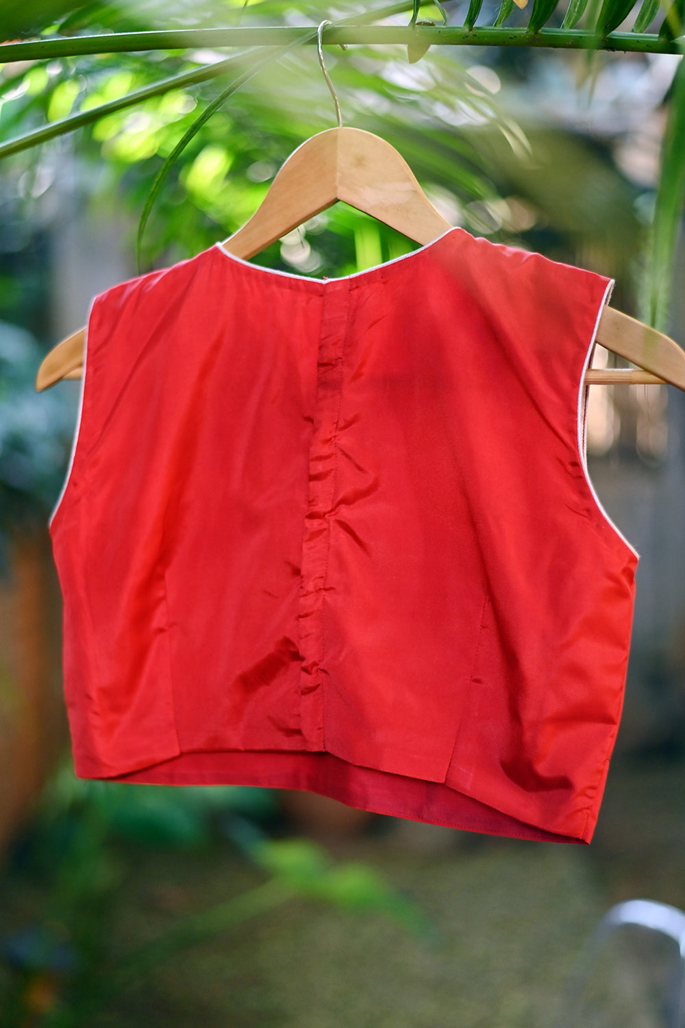 Red silk kundan work Hi neck blouse